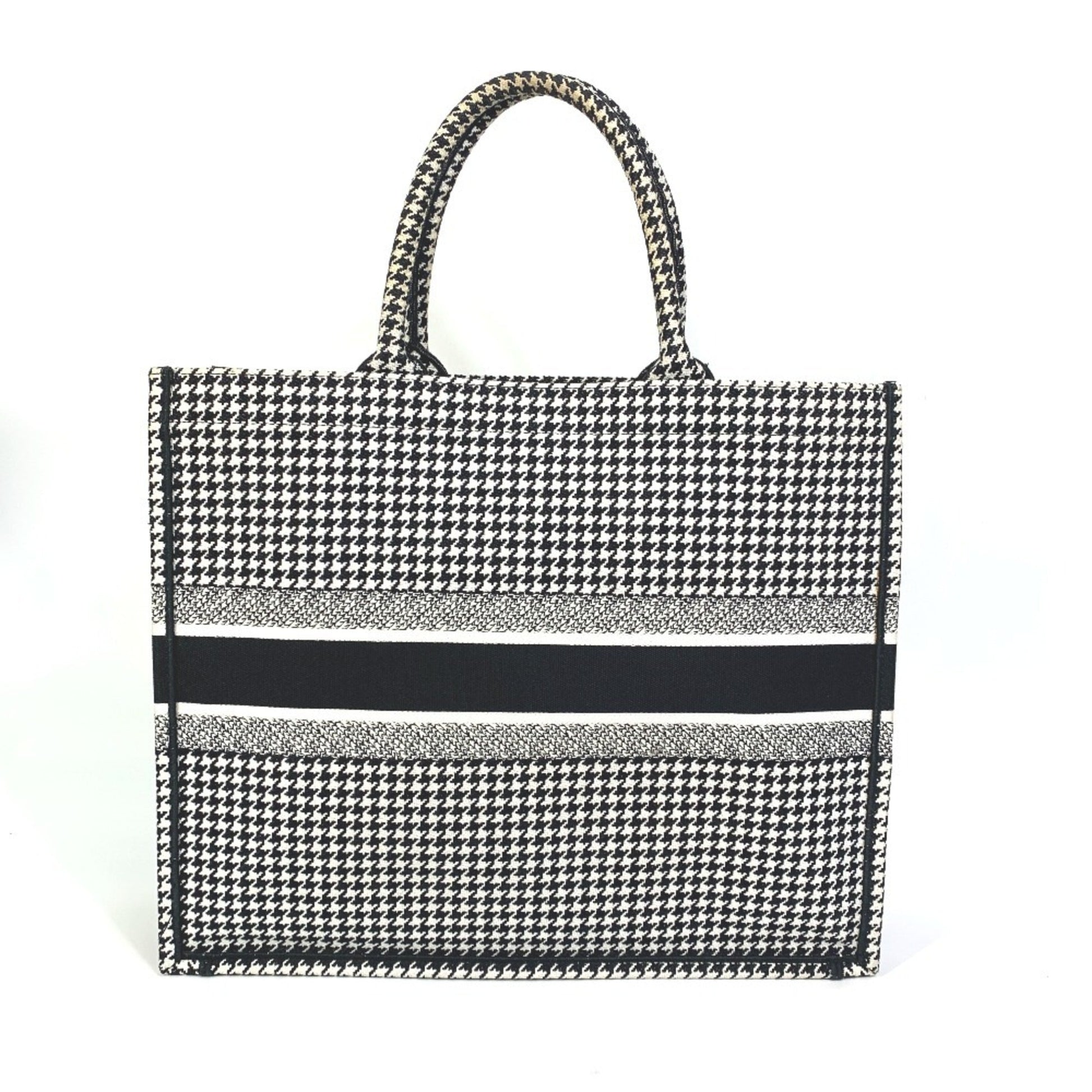 Christian Dior Black White Canvas Shoulder Bag Tote Bag  