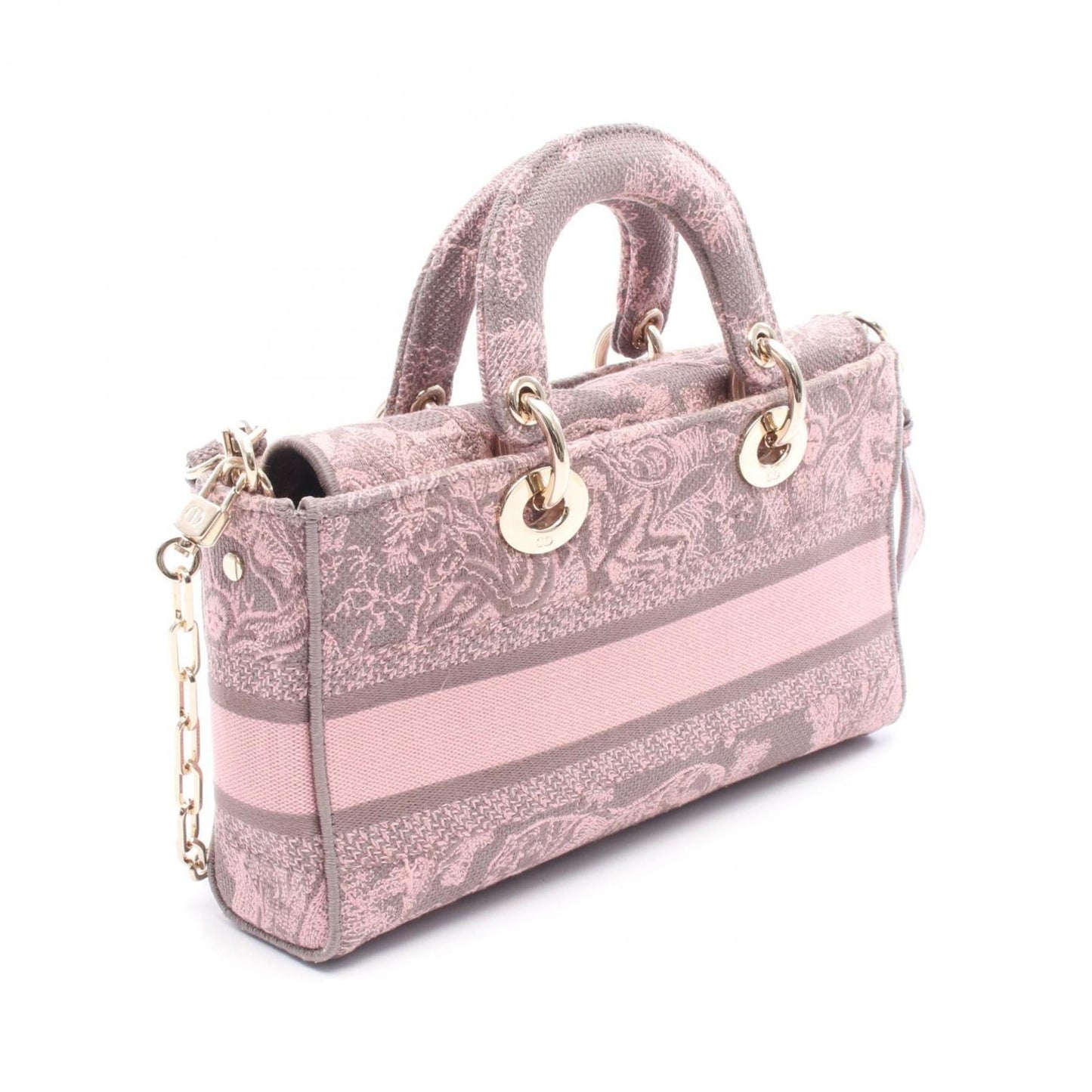 Christian Dior Gray Pink Canvas Handbag  