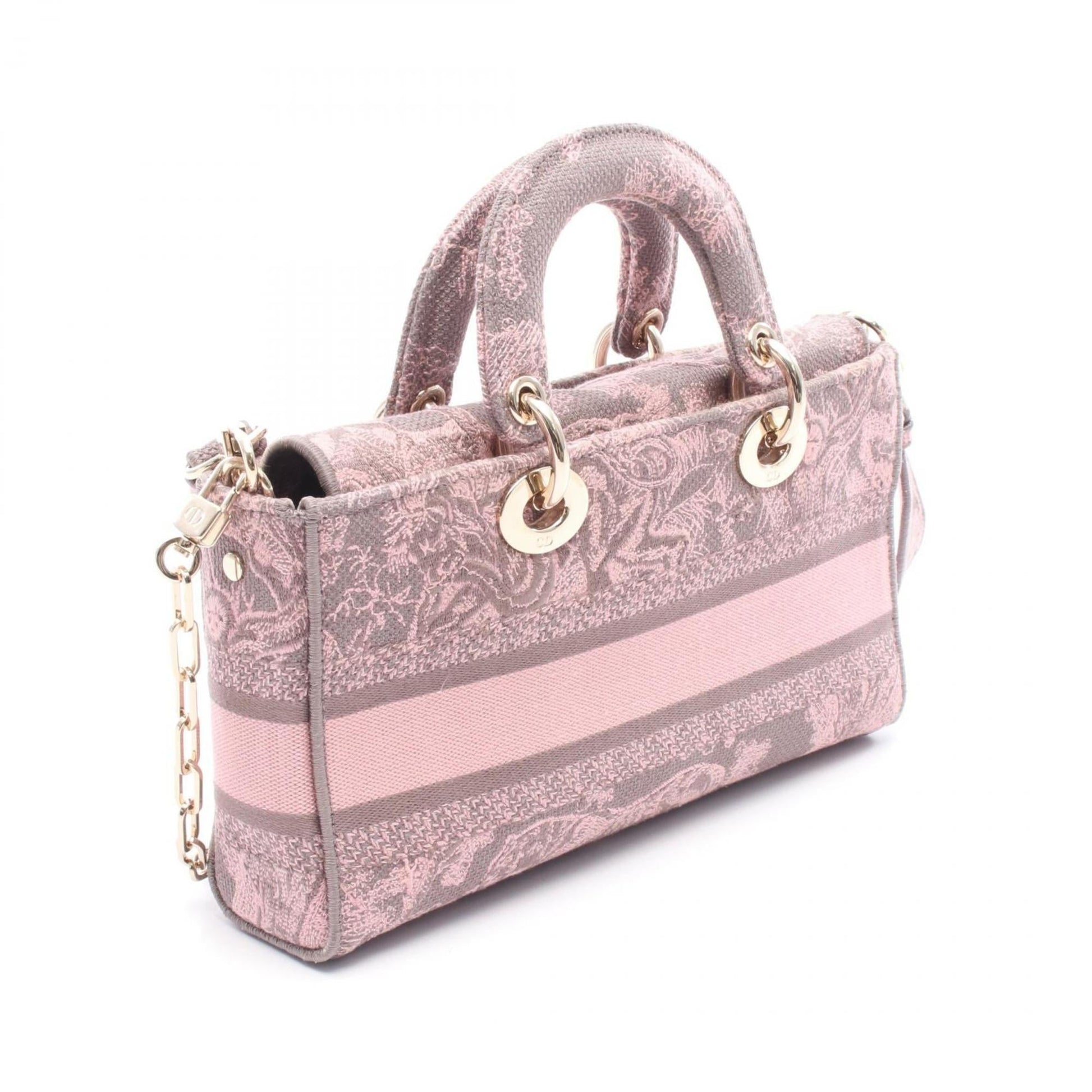 Christian Dior Gray Pink Canvas Handbag  