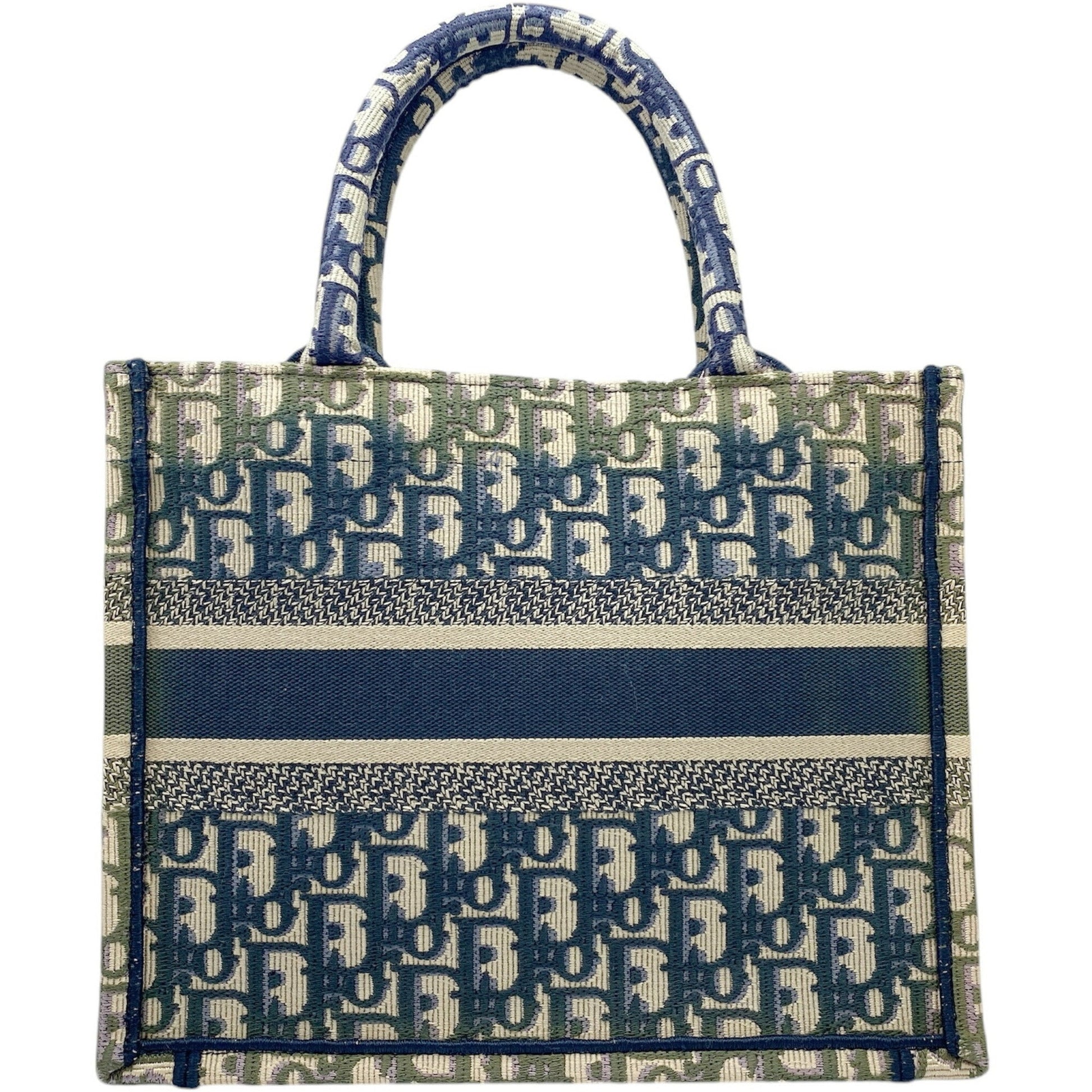 Christian Dior Khaki Navy Pink Canvas Handbag Tote Bag  