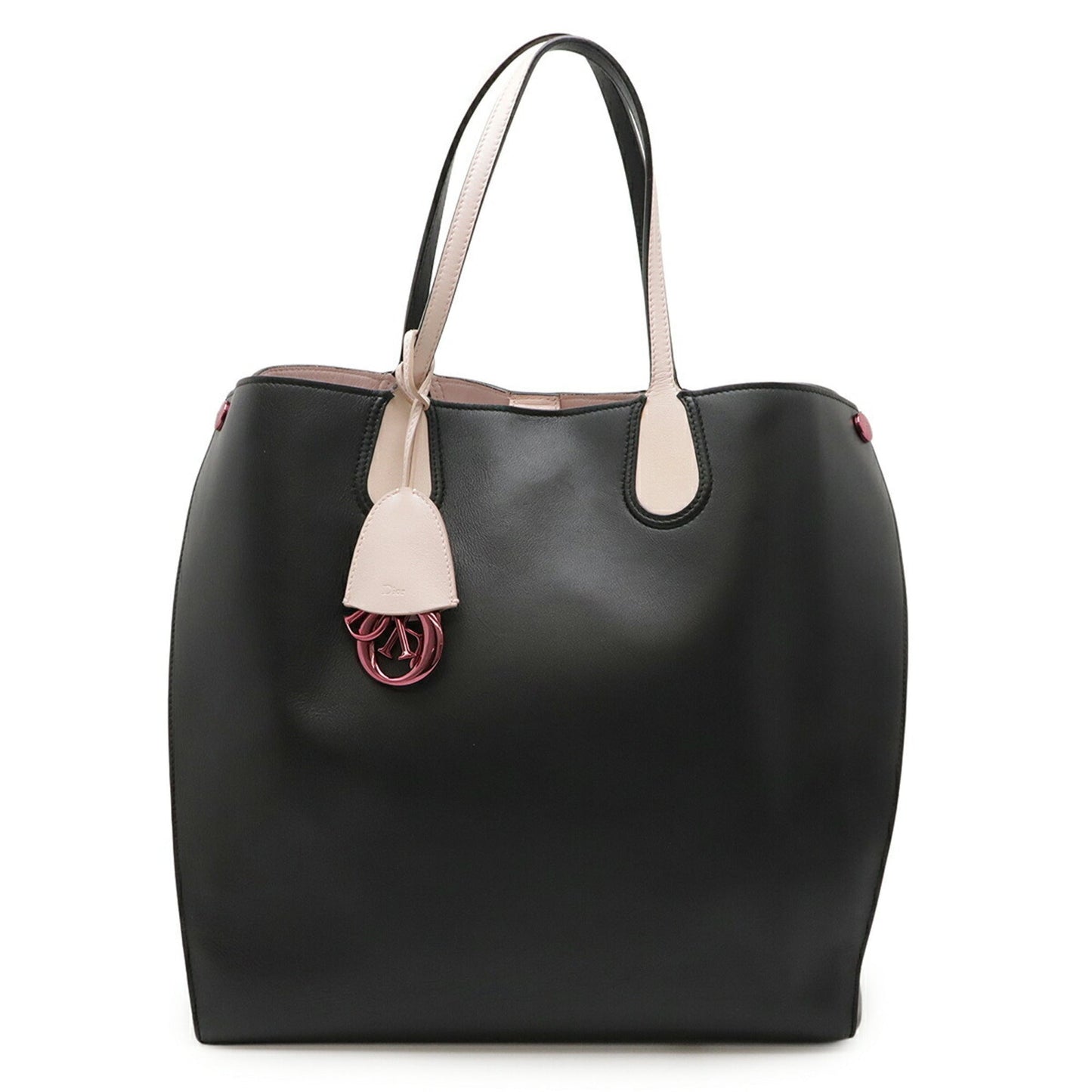 Christian Dior Black Pink Leather Tote Bag  