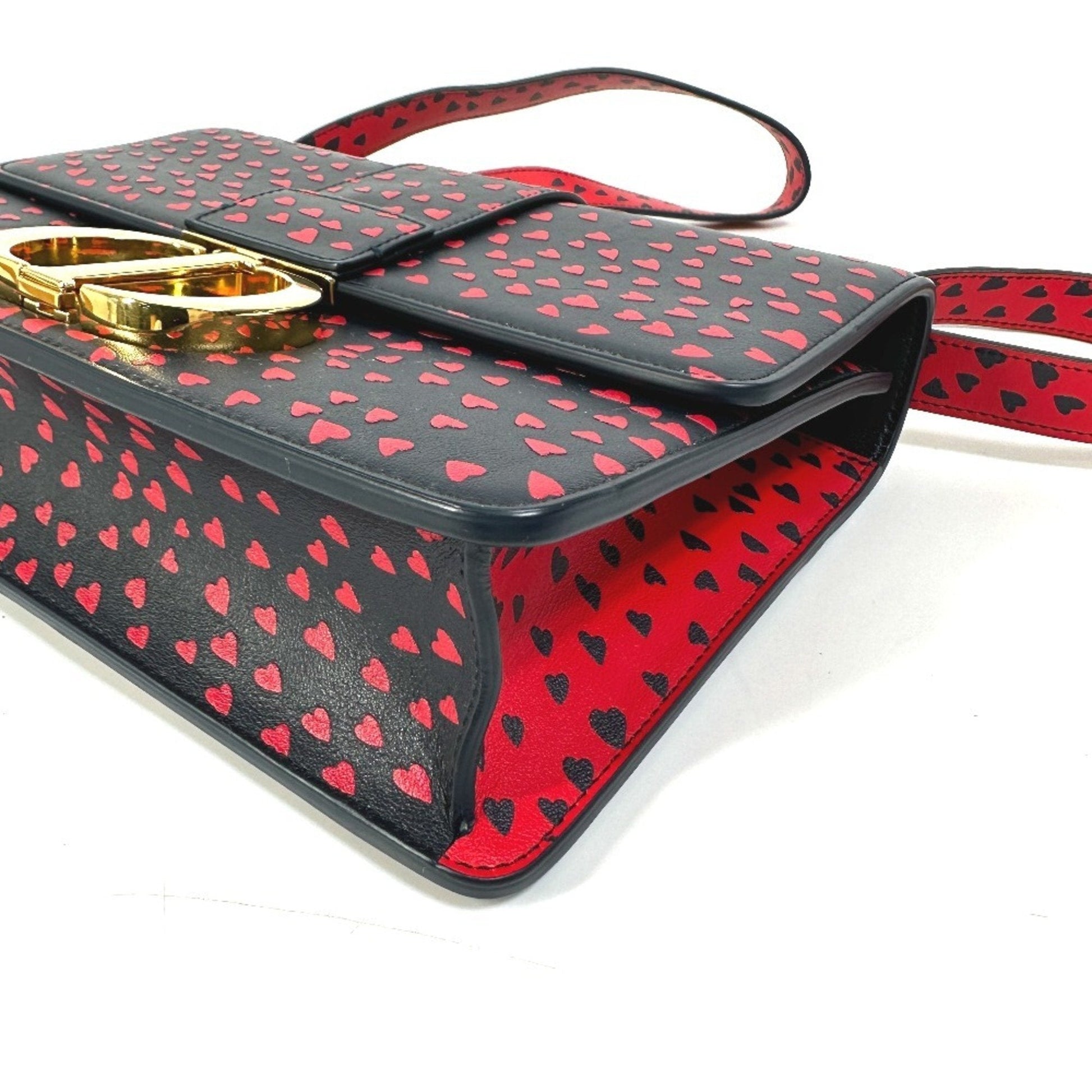 Christian Dior Black Red Color Leather Shoulder Bag  