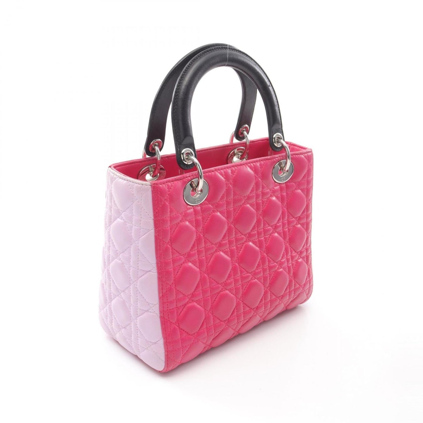 Christian Dior Black Pink Purple Leather Handbag  