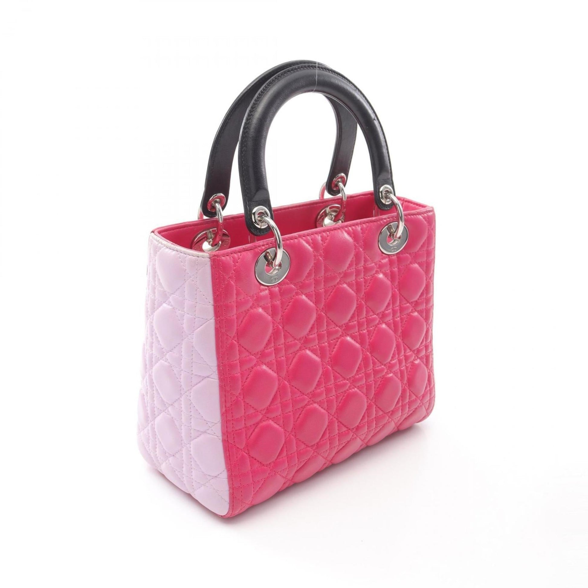 Christian Dior Black Pink Purple Leather Handbag  
