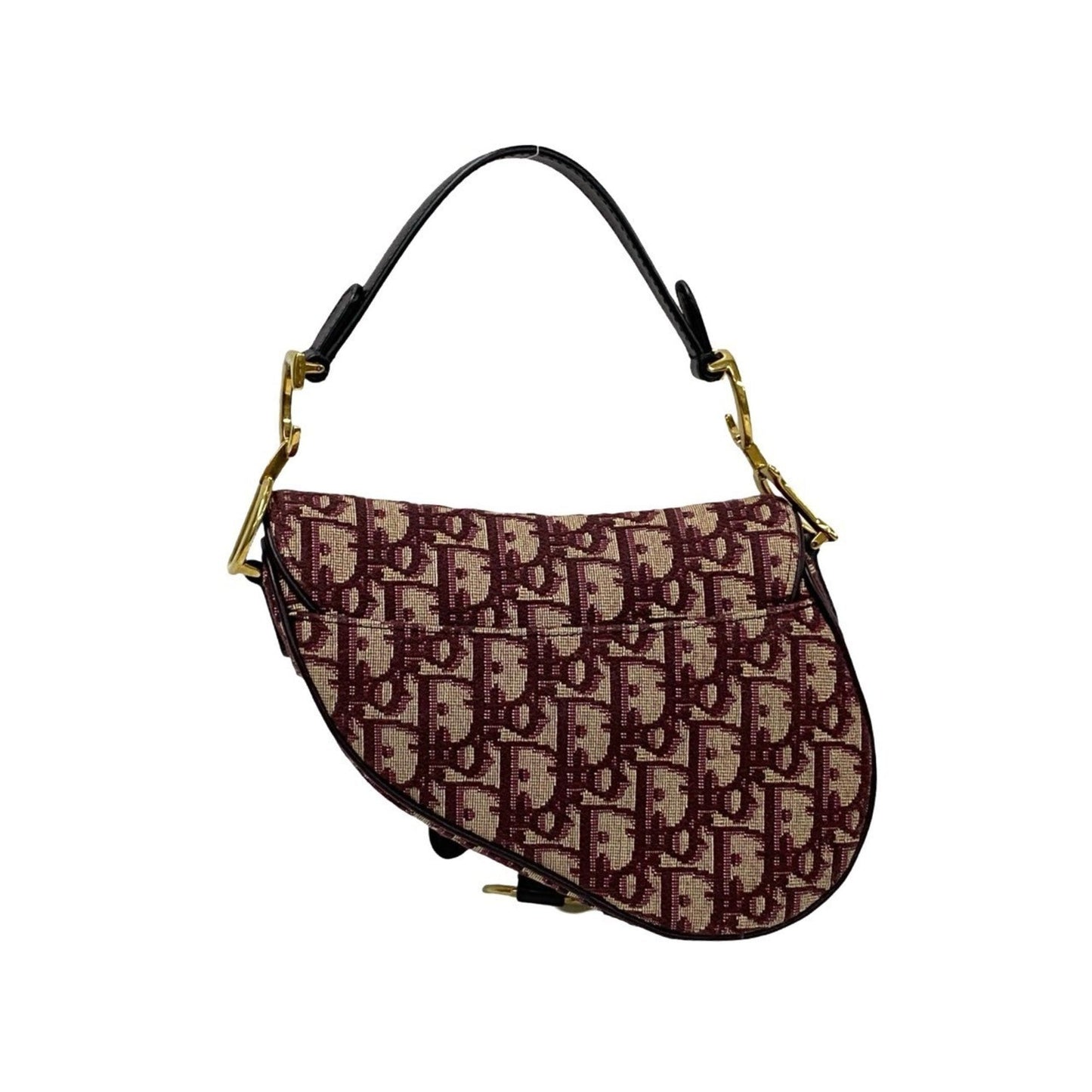Christian Dior Red Color Leather Canvas Handbag Saddle Bag  
