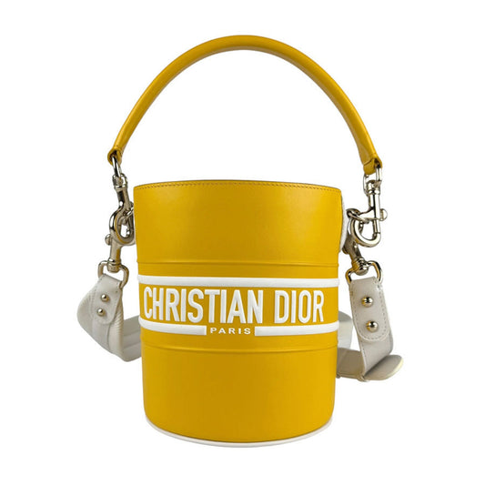 Christian Dior White Yellow Leather Handbag Shoulder Bag  