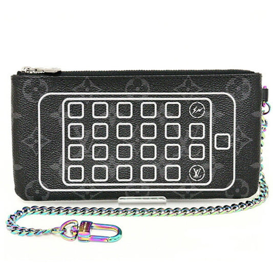 LOUIS VUITTON Fragment Collaboration iPhone Pouch M64433 Black Gray Rainbow