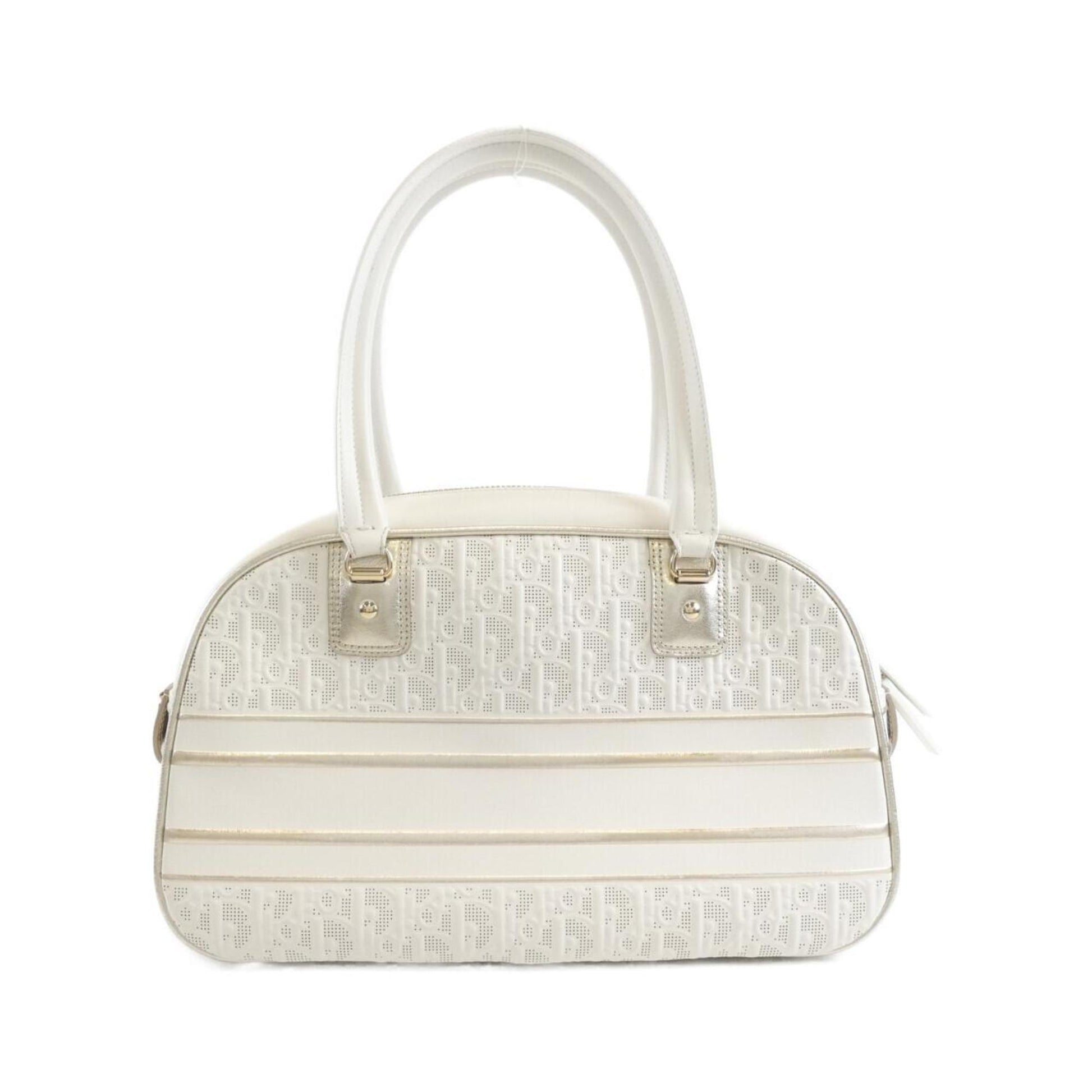 Christian Dior White Leather Boston Bag  