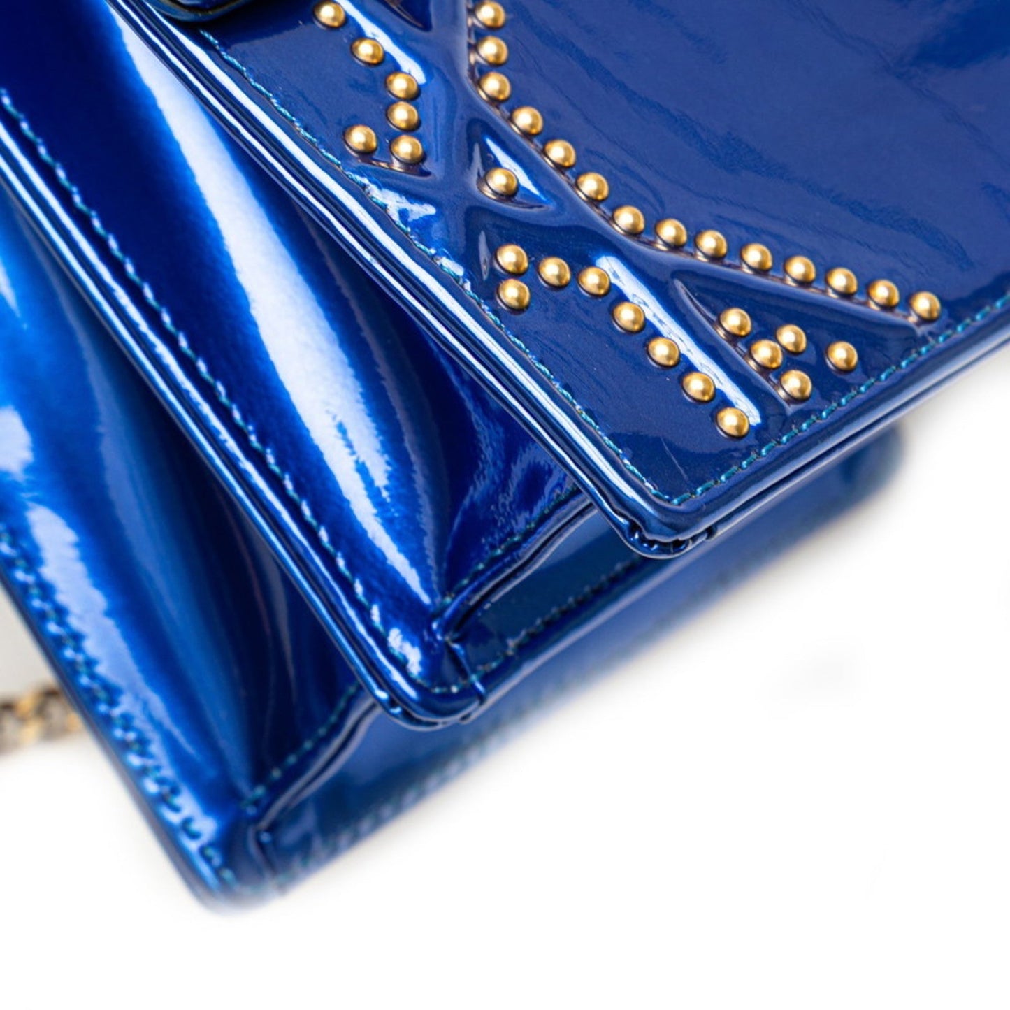 Christian Dior Blue Leather Shoulder Bag  