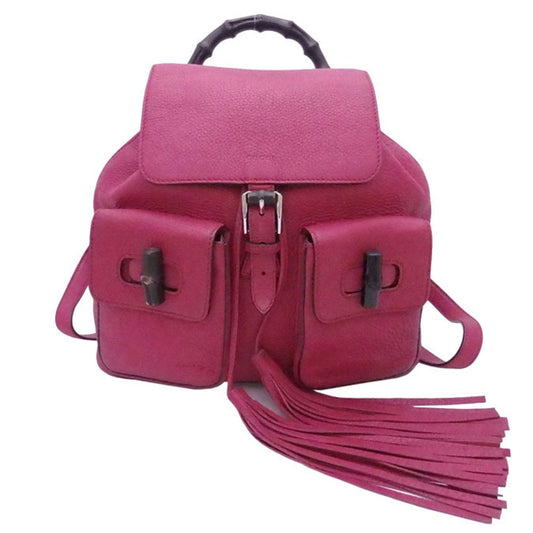 Gucci Bamboo Magenta Leather Backpack