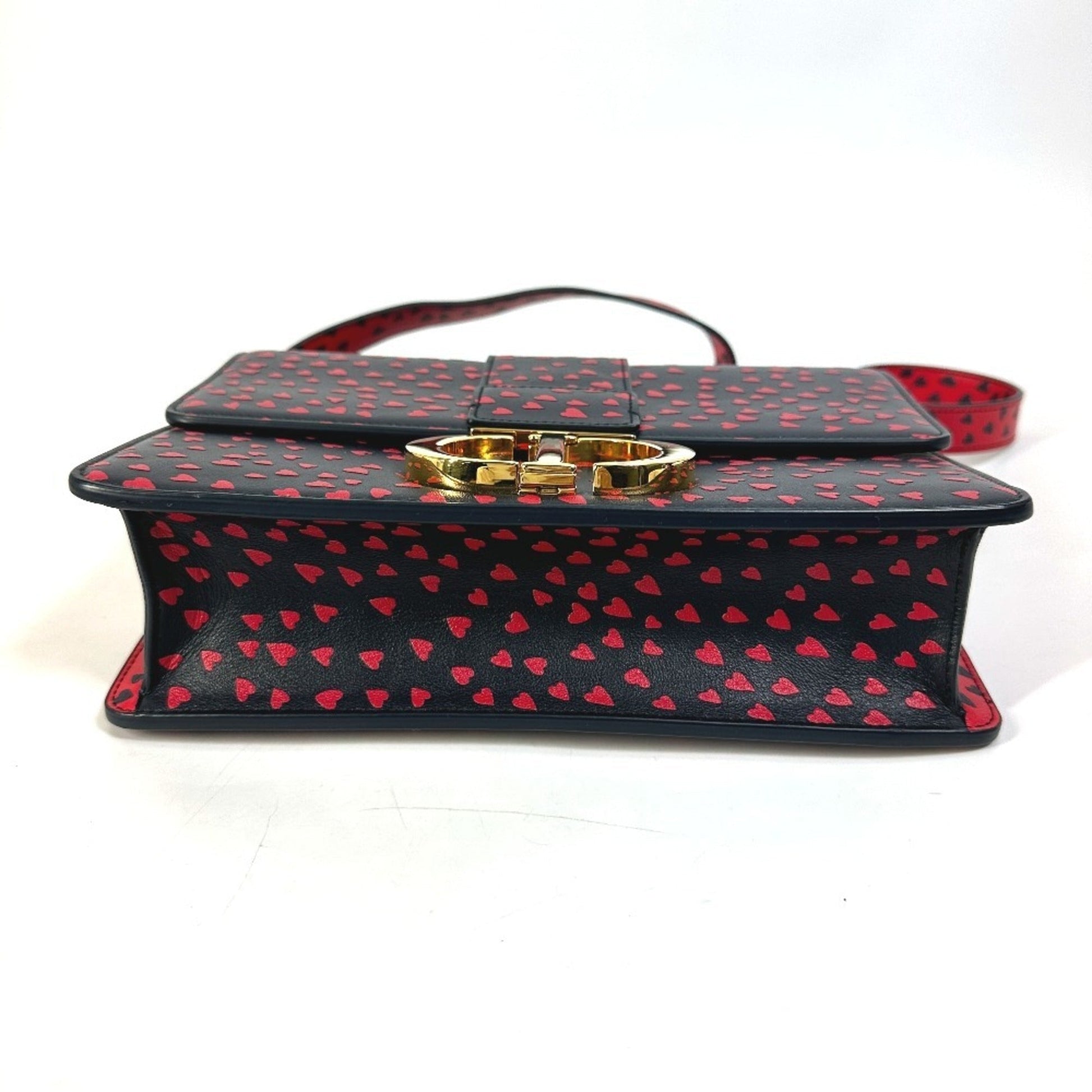 Christian Dior Black Red Color Leather Shoulder Bag  