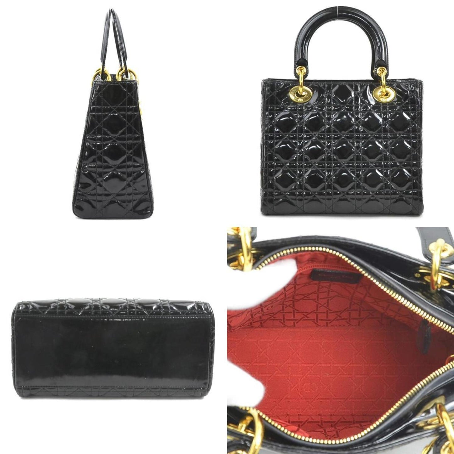 Christian Dior Black Patent Leather Handbag Shoulder Bag  
