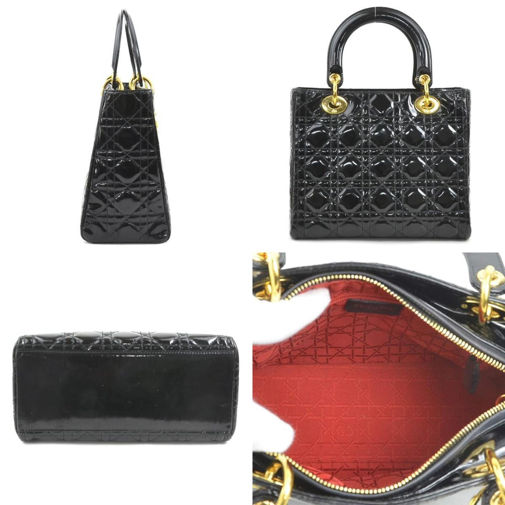 Christian Dior Black Patent Leather Handbag Shoulder Bag  
