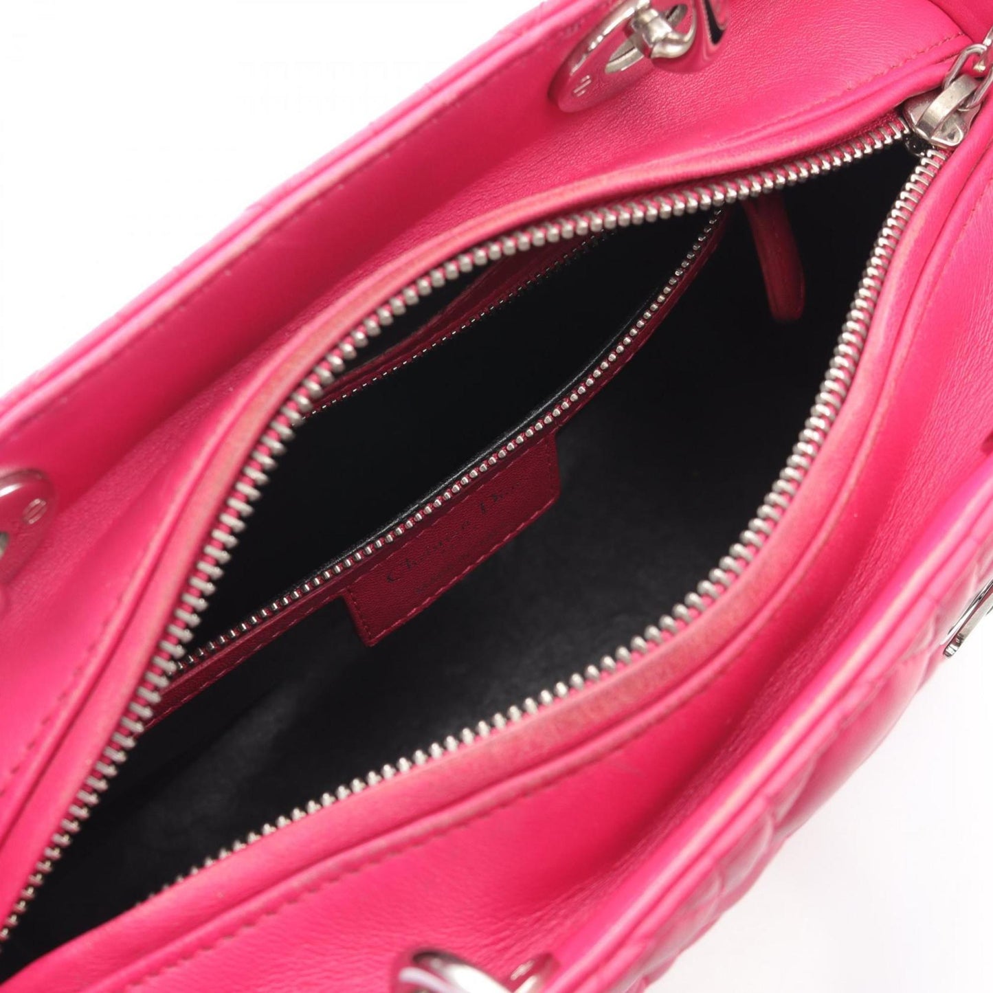 Christian Dior Black Pink Purple Leather Handbag  