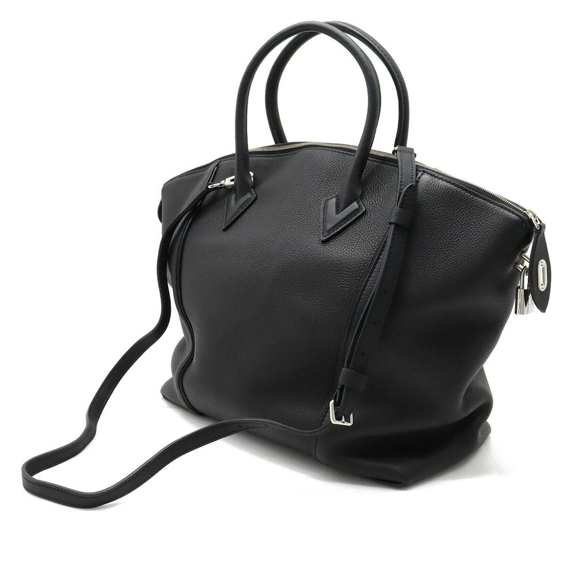 LOUIS VUITTON Parnasea Lockit MM Tote Bag Shoulder Vaux Casimir Leather Noir Black