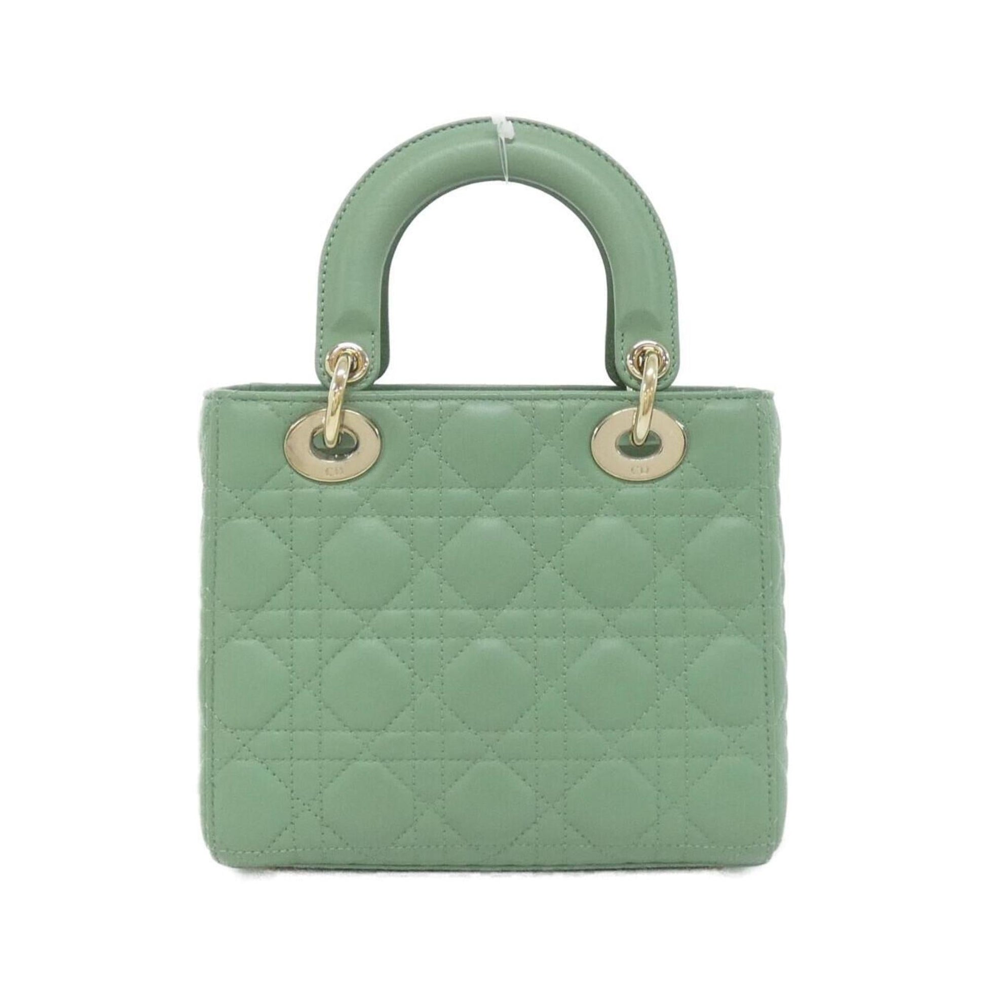 Christian Dior Lady Dior Green Leather Handbag  