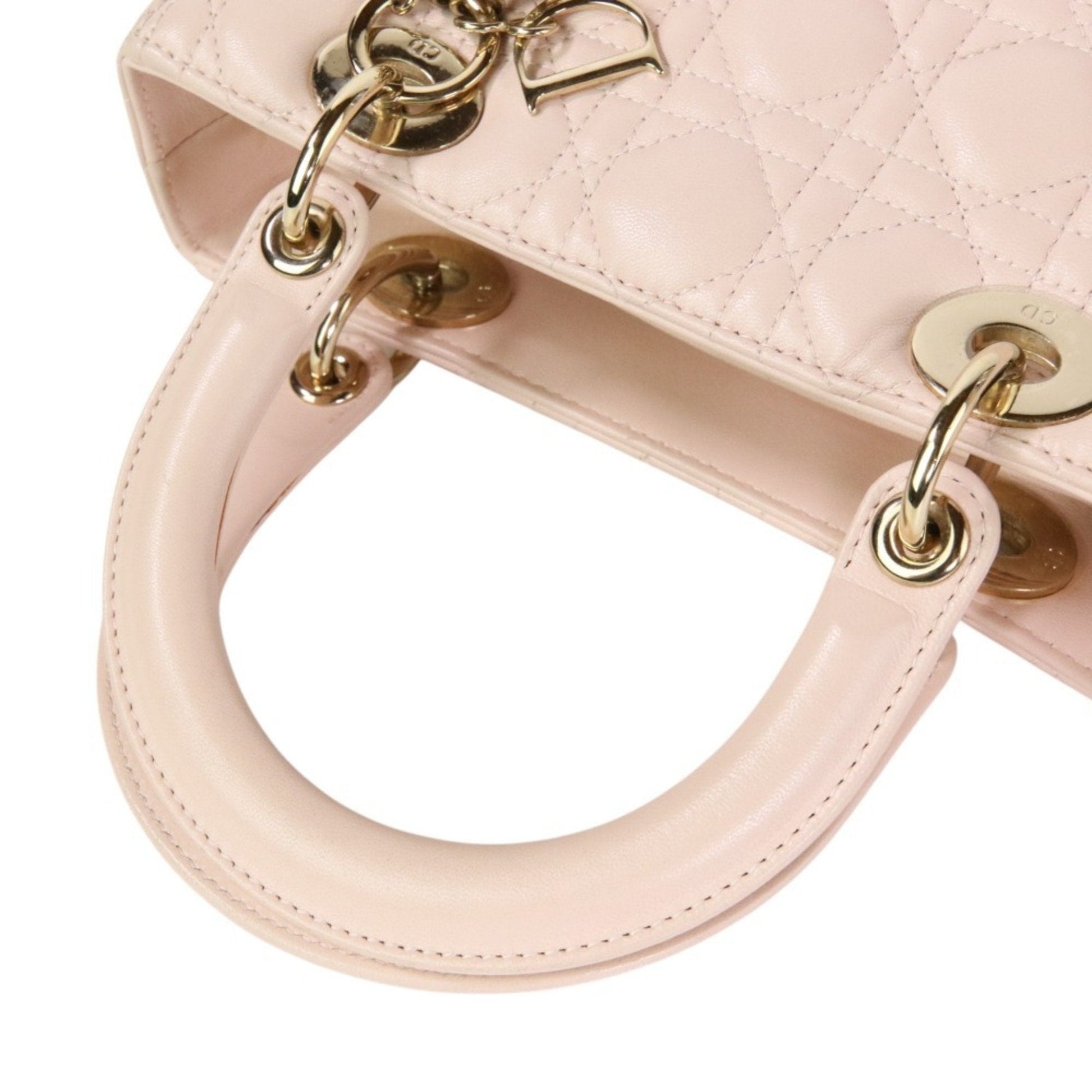 Christian Dior Lady Dior Pink Leather Handbag Shoulder Bag  