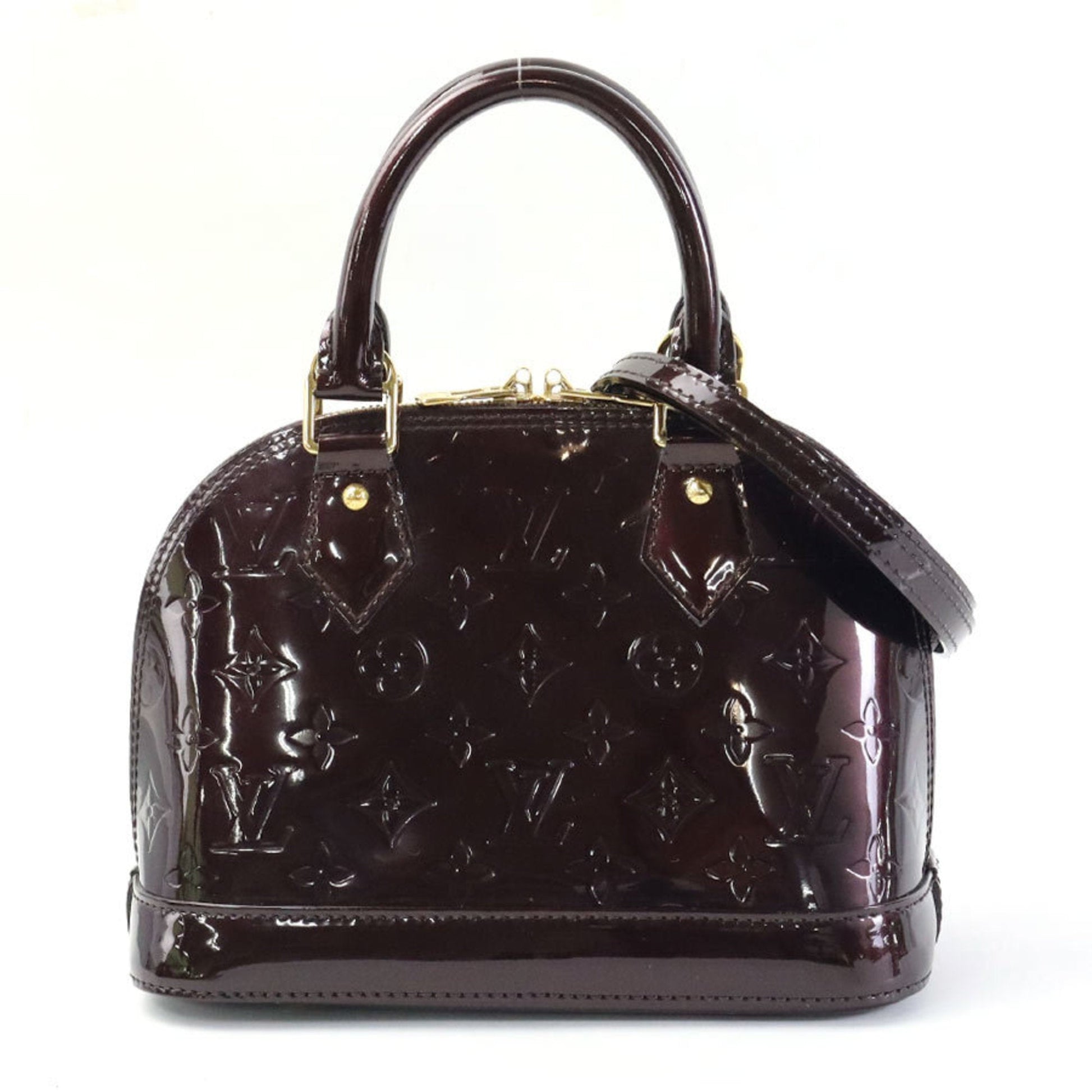 LOUIS VUITTON Handbag Crossbody Shoulder Bag Monogram Vernis Alma BB Patent Leather Amaranto Gold Women's