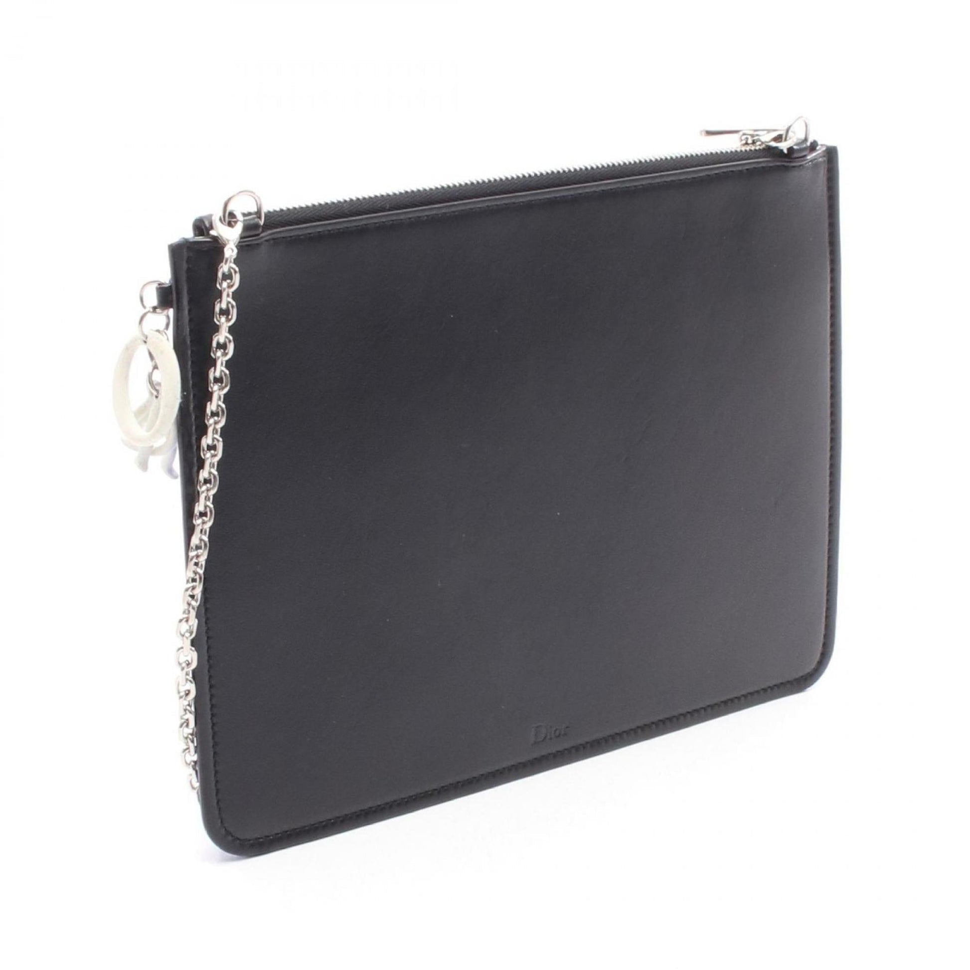 Christian Dior Black Blue Leather Fabric Shoulder Bag  