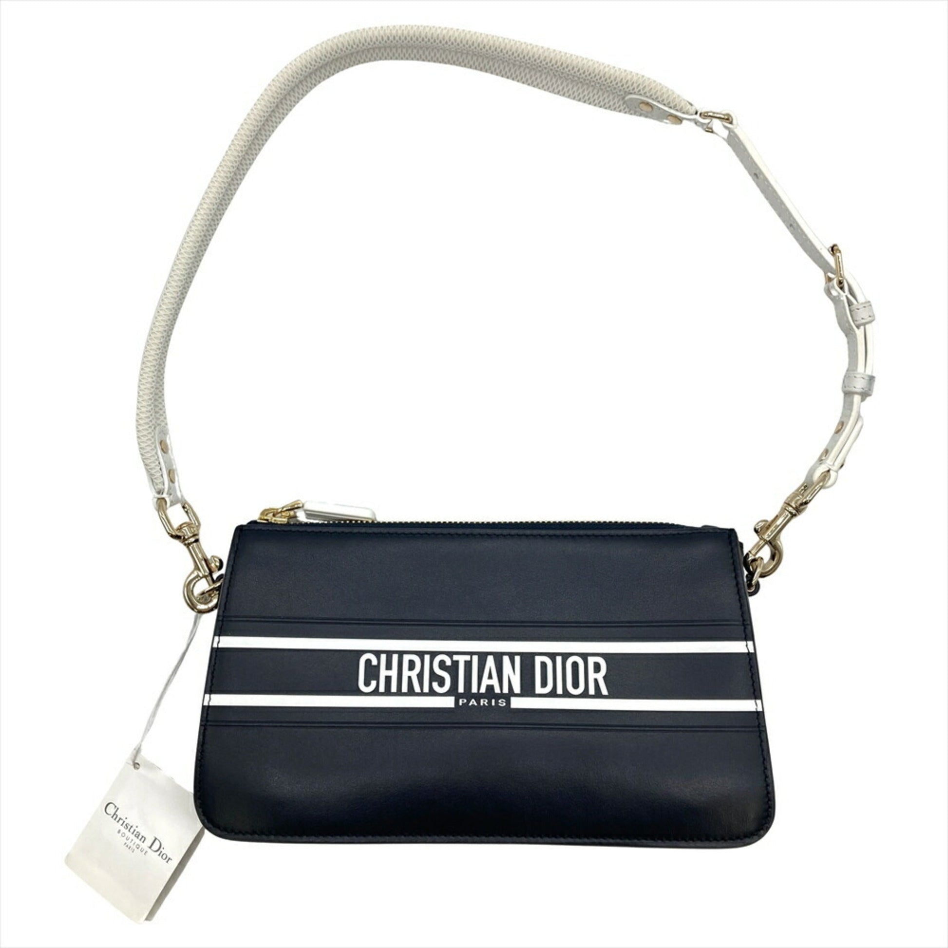 Christian Dior Navy Leather Shoulder Bag  