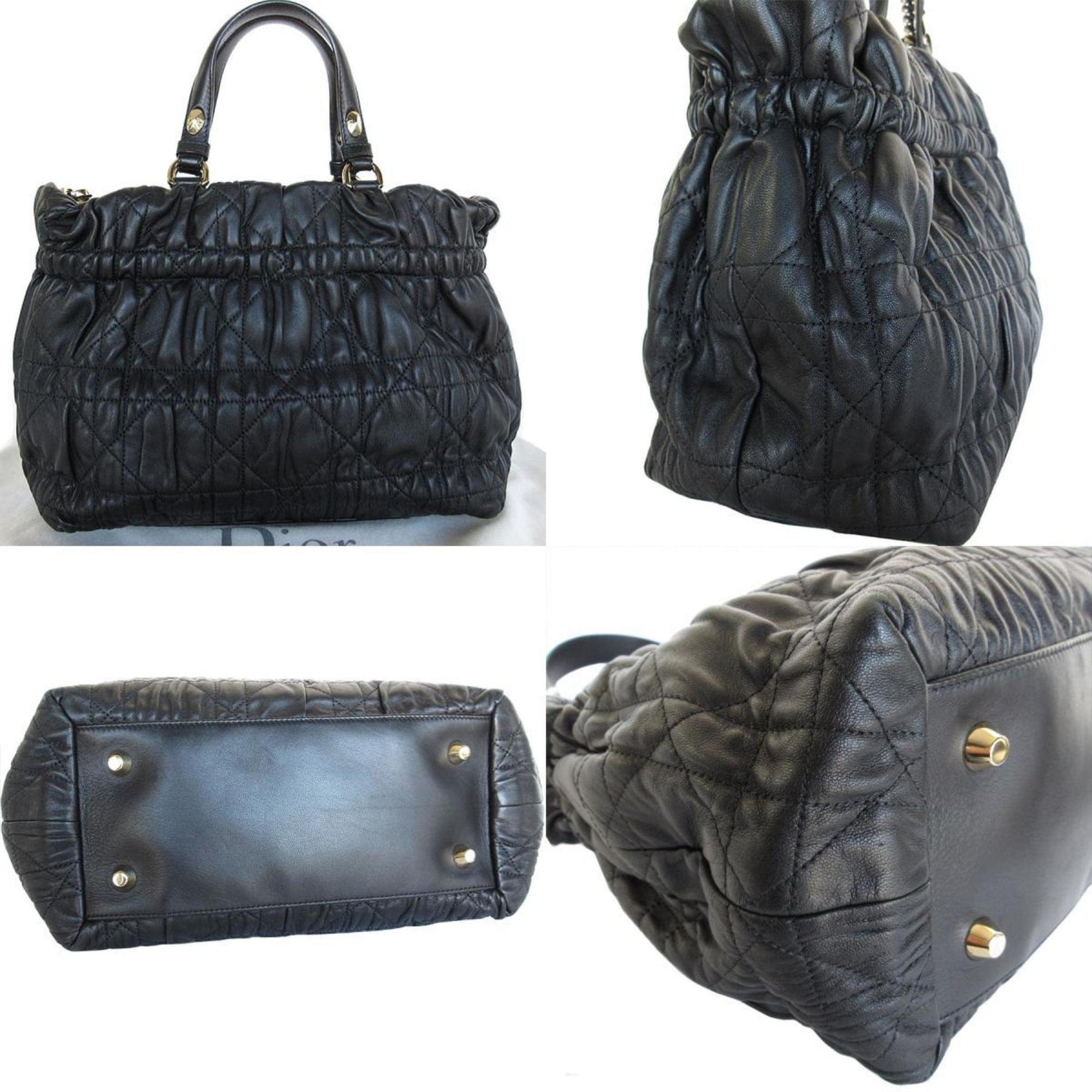 Christian Dior Black Leather Handbag Shoulder Bag  