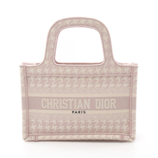 Christian Dior Pink White Canvas Handbag Tote Bag  