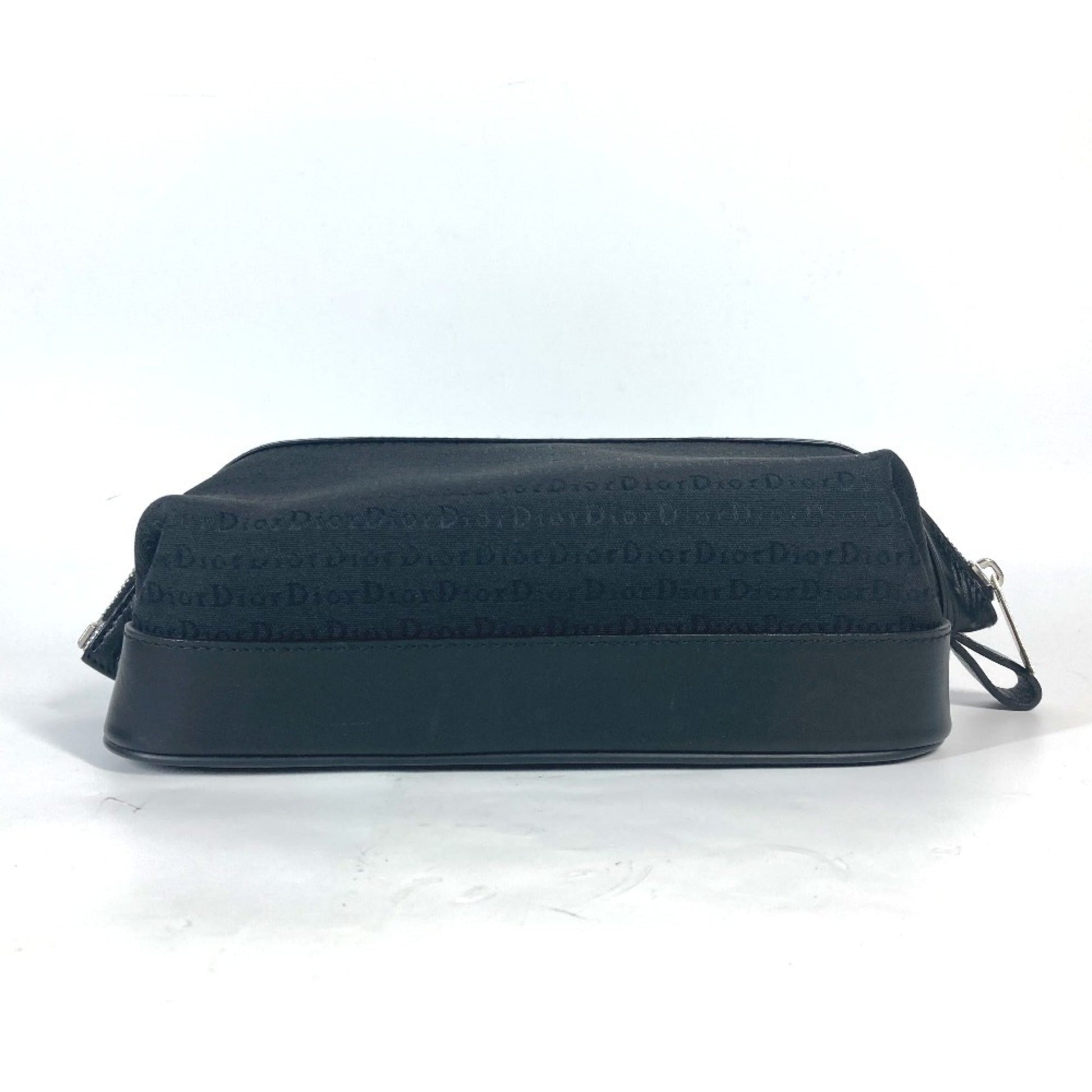 Christian Dior Black Canvas Leather Pouch  