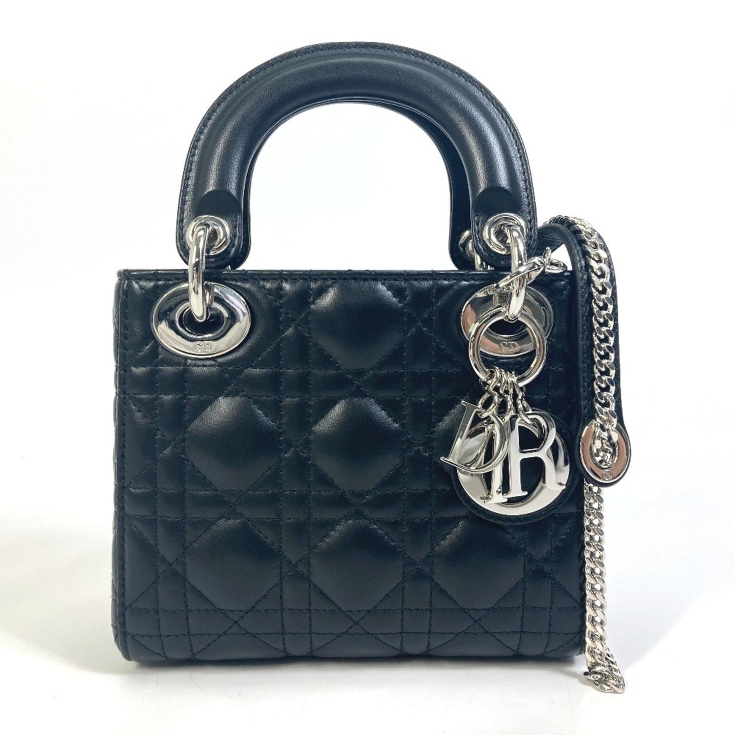 Christian Dior Lady Dior Black Leather Shoulder Bag  