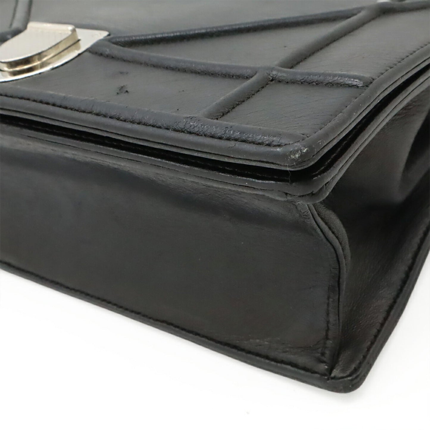 Christian Dior Black Leather Clutch Bag Shoulder Bag  