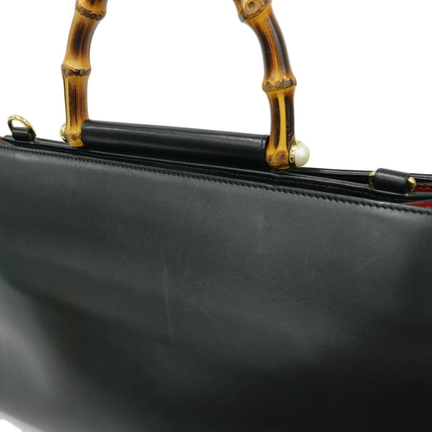 Gucci Bamboo Black Leather Shoulder Bag Style 9