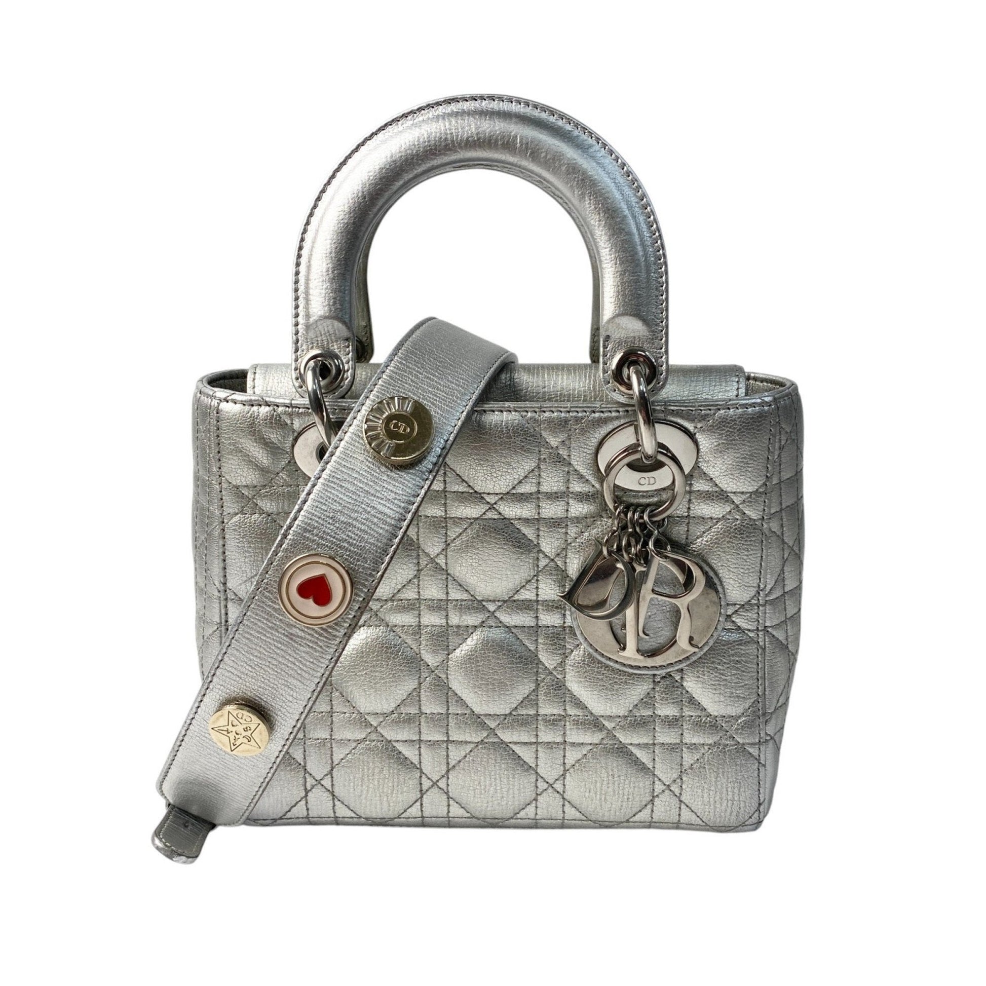 Christian Dior Silver Leather Handbag Shoulder Bag  