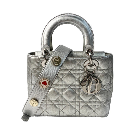 Christian Dior Silver Leather Handbag Shoulder Bag  