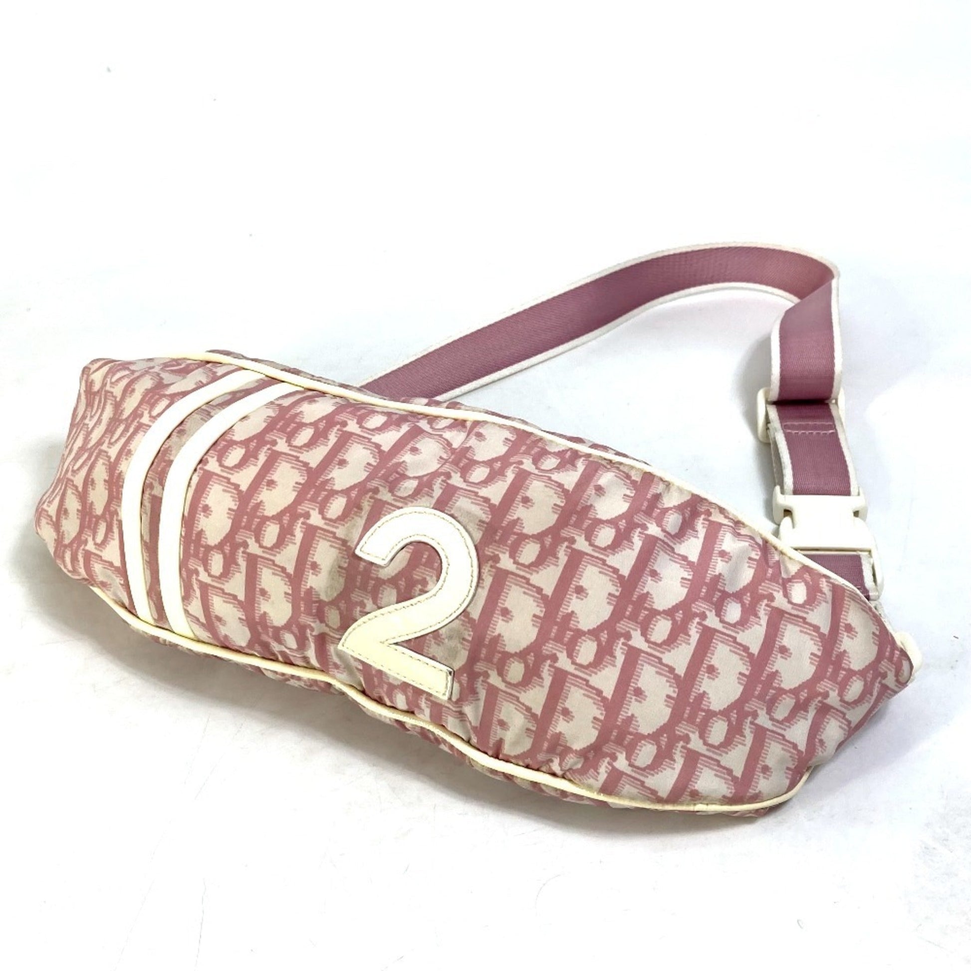Christian Dior Trotter Pink White Nylon Fanny Pack Shoulder Bag  