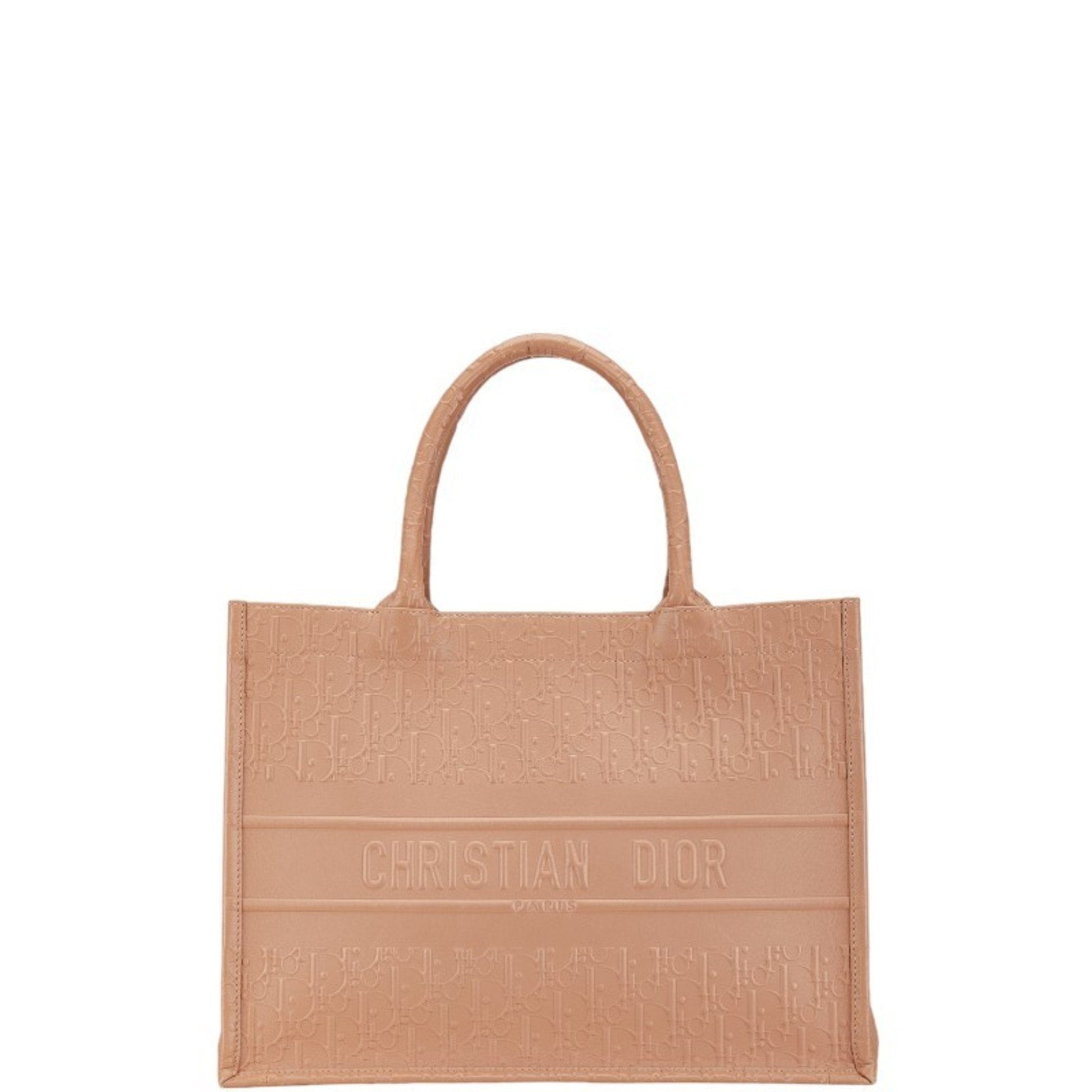 Christian Dior Pink Beige Leather Handbag Tote Bag  