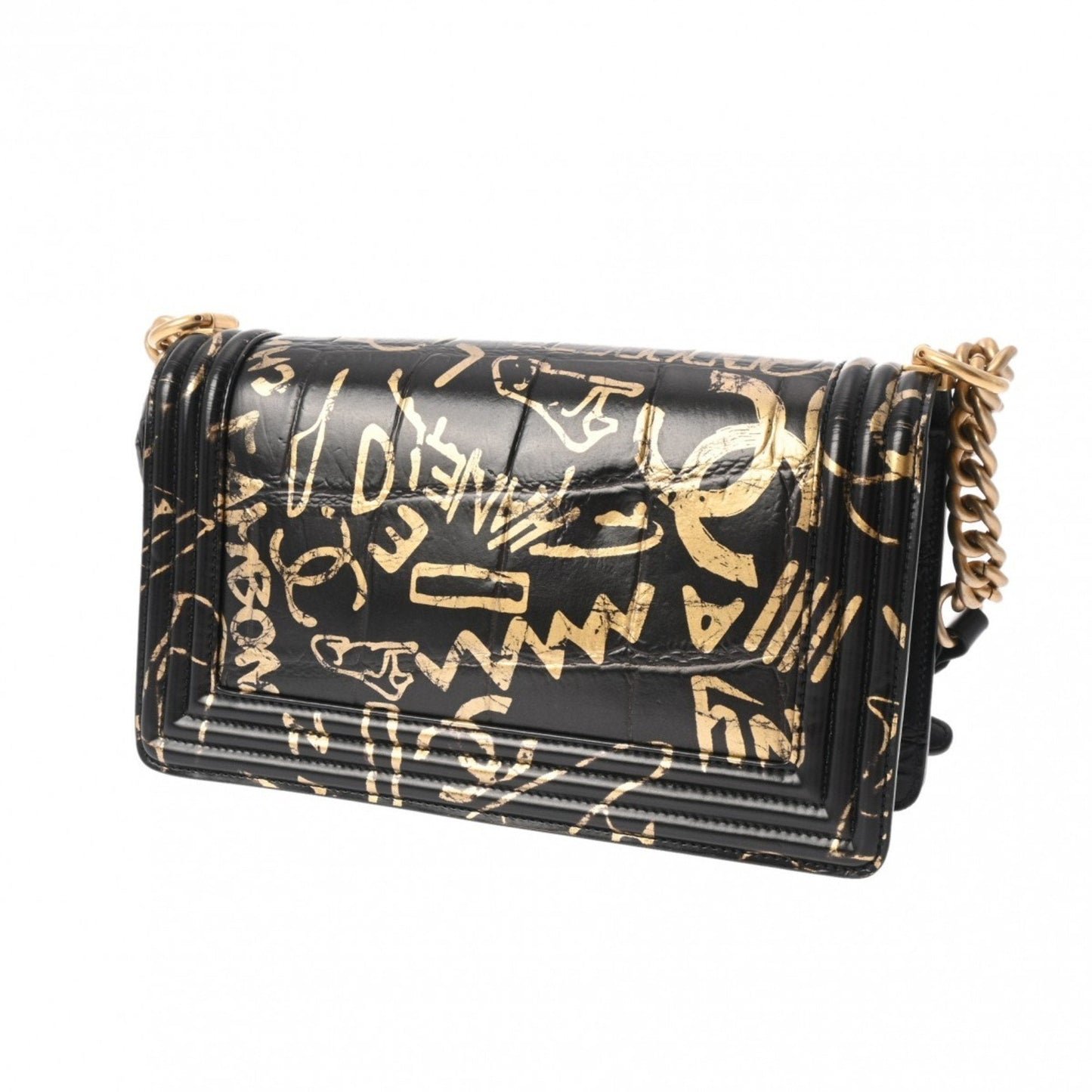 CHANEL Boy Chanel Chain Shoulder Black Women s Leather Bag