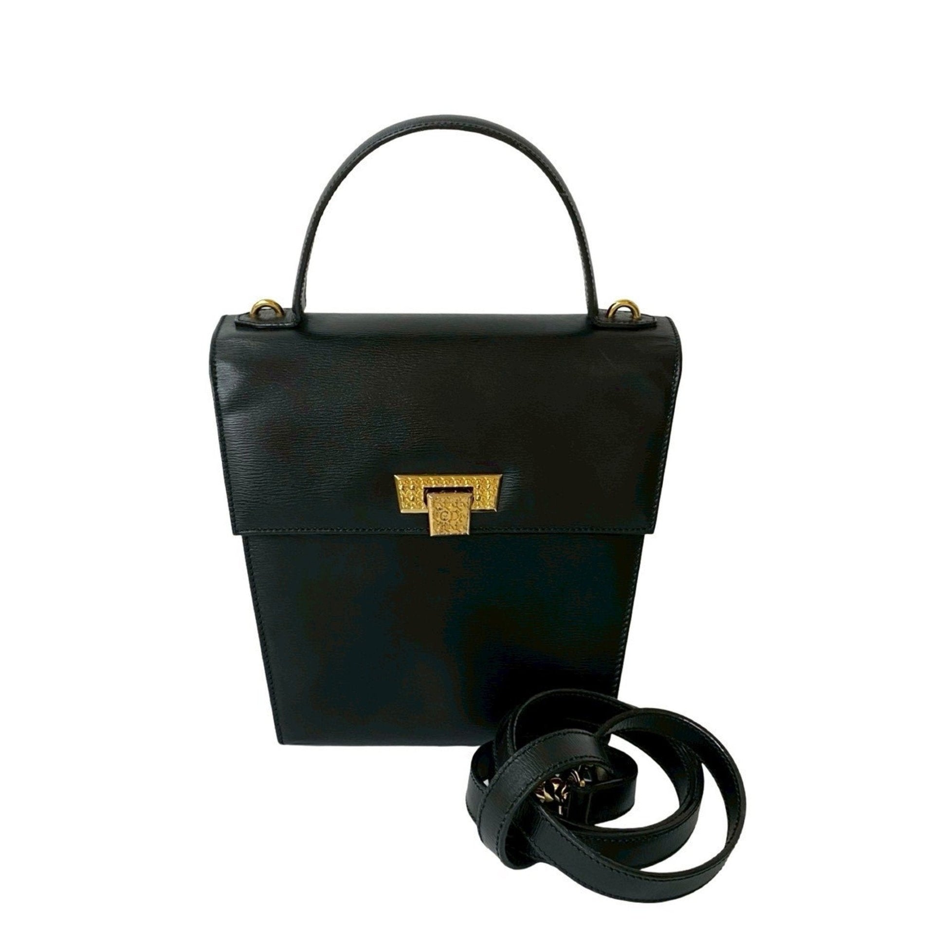 Christian Dior Black Leather Handbag Shoulder Bag  
