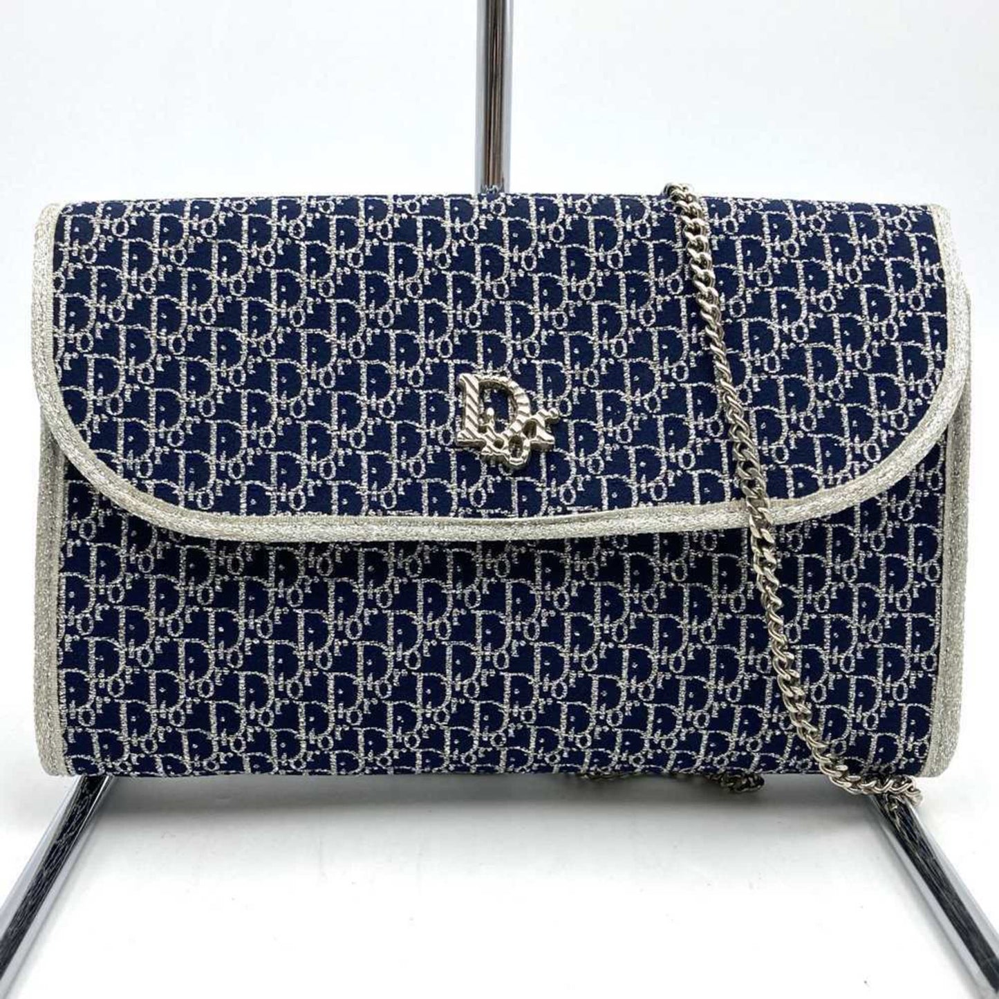 Christian Dior Navy Canvas Shoulder Bag  