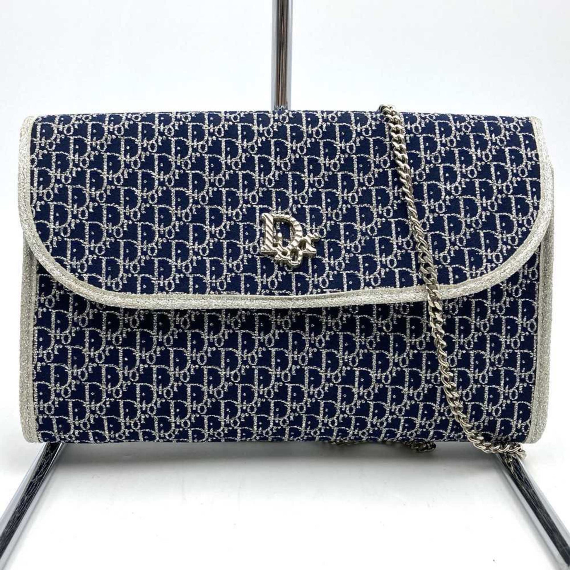 Christian Dior Navy Canvas Shoulder Bag  