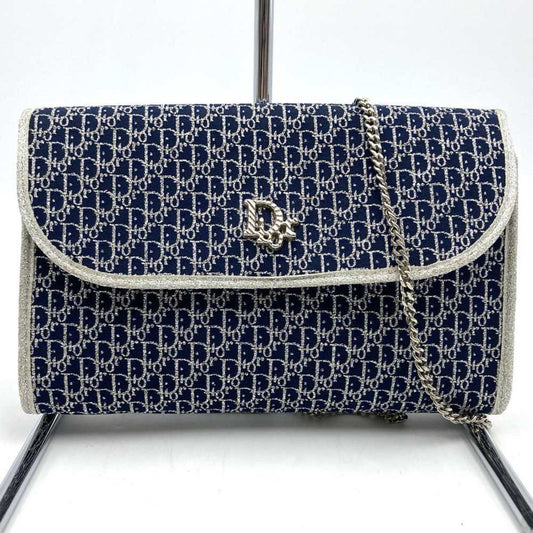 Christian Dior Navy Canvas Shoulder Bag  
