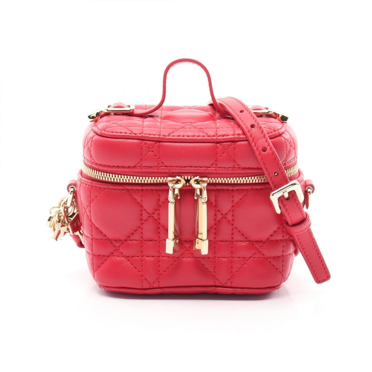 Christian Dior Lady Dior Red Color Leather Handbag  