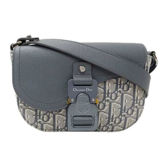Christian Dior Gray Jacquard Leather Shoulder Bag  