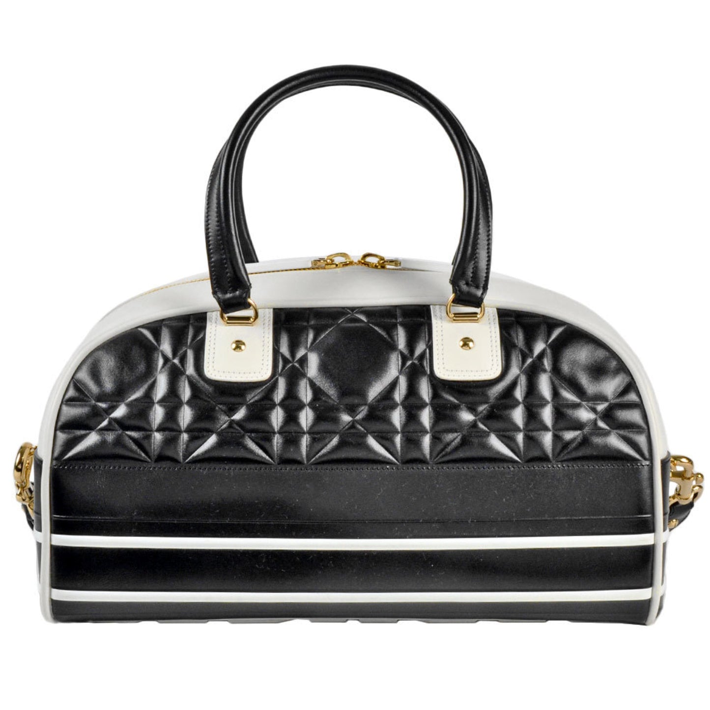 Christian Dior Black White Leather Handbag  