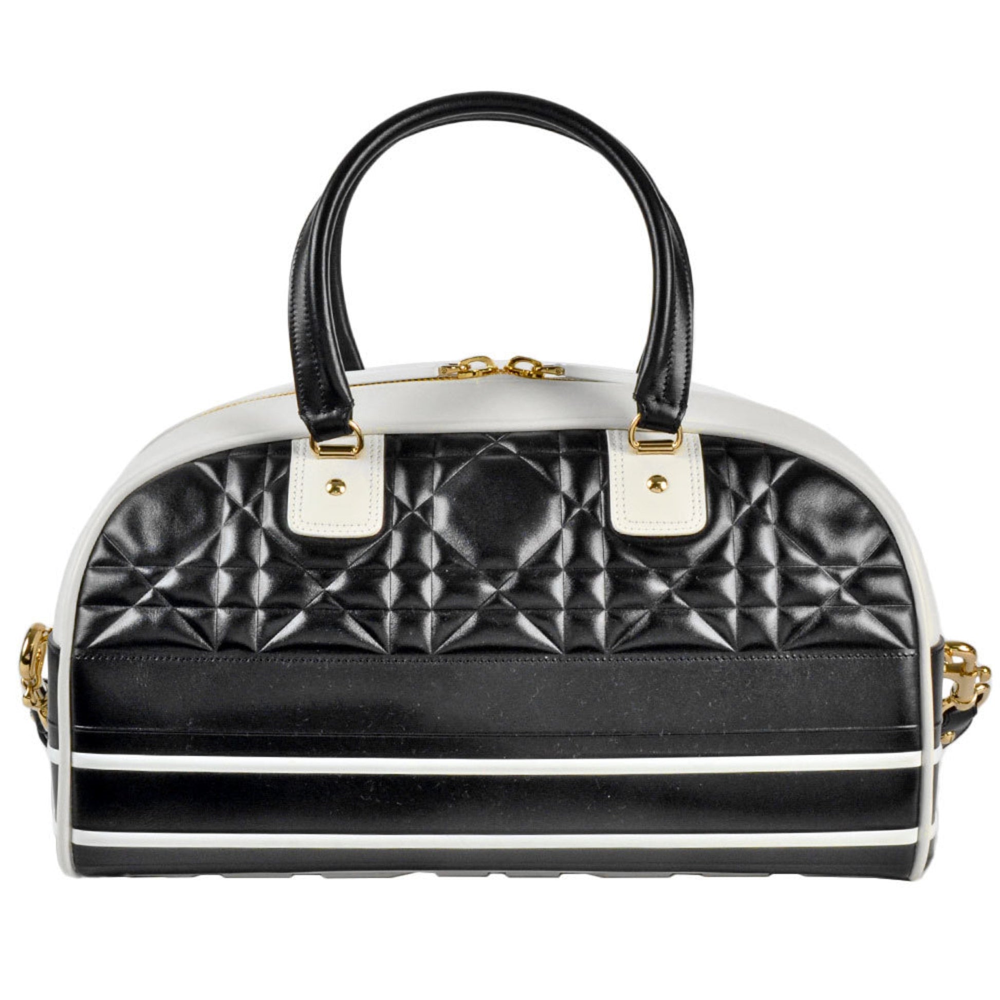 Christian Dior Black White Leather Handbag  