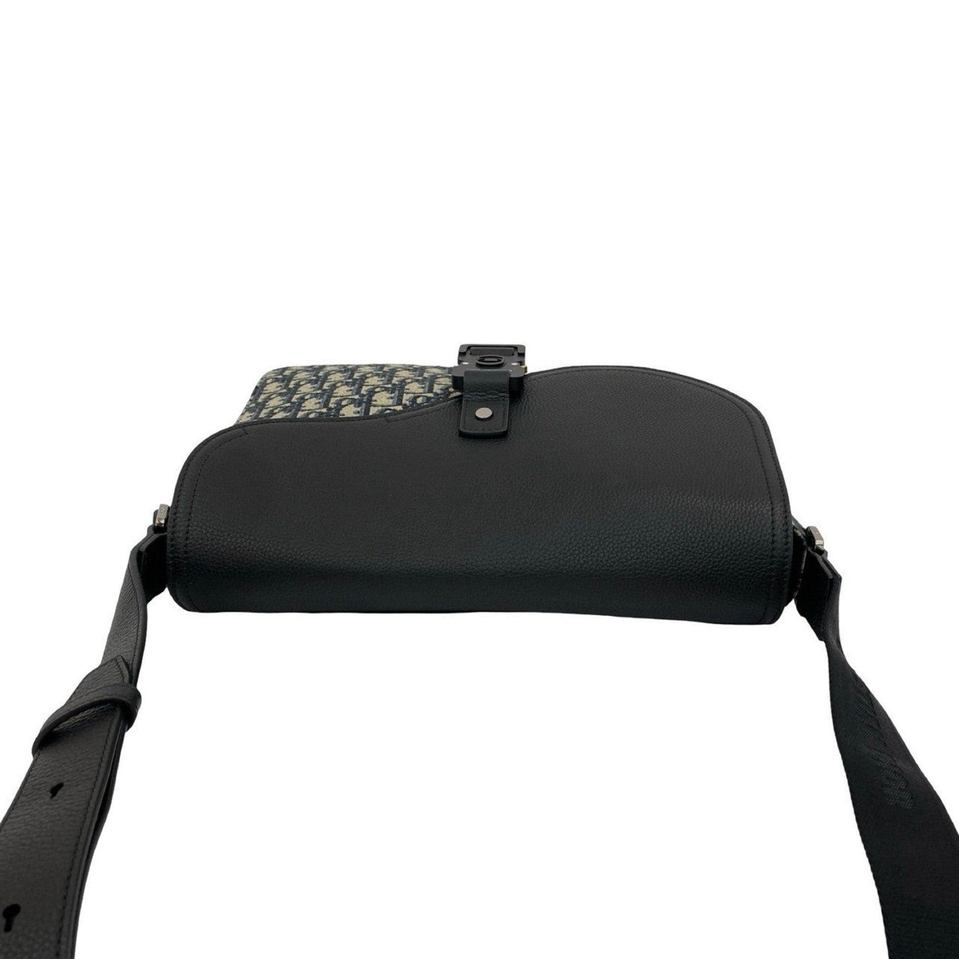 Christian Dior Black Canvas Leather Messenger Bag Shoulder Bag  
