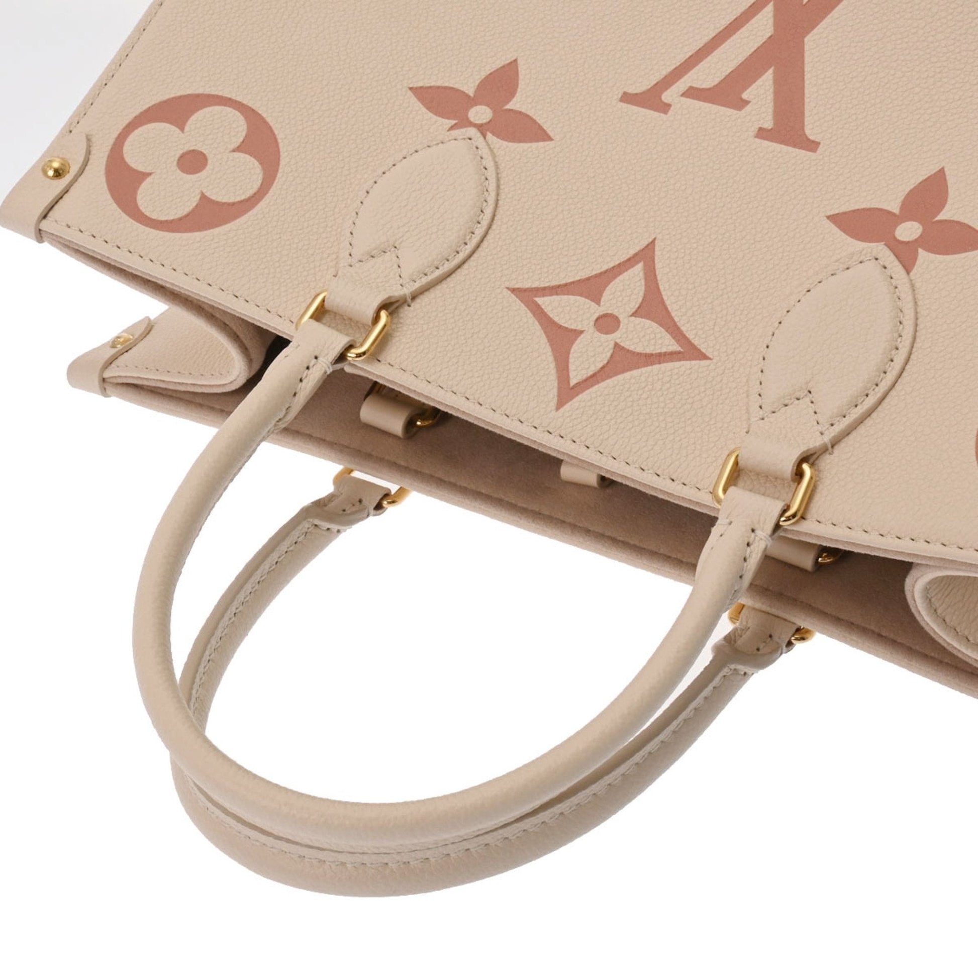 LOUIS VUITTON Monogram Empreinte On the Go MM Creme Women's Leather Bag
