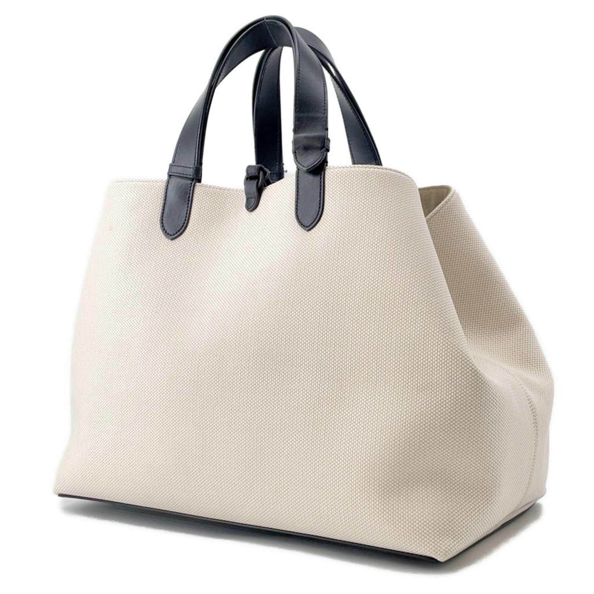 Christian Dior Black Ivory Canvas Leather Tote Bag  
