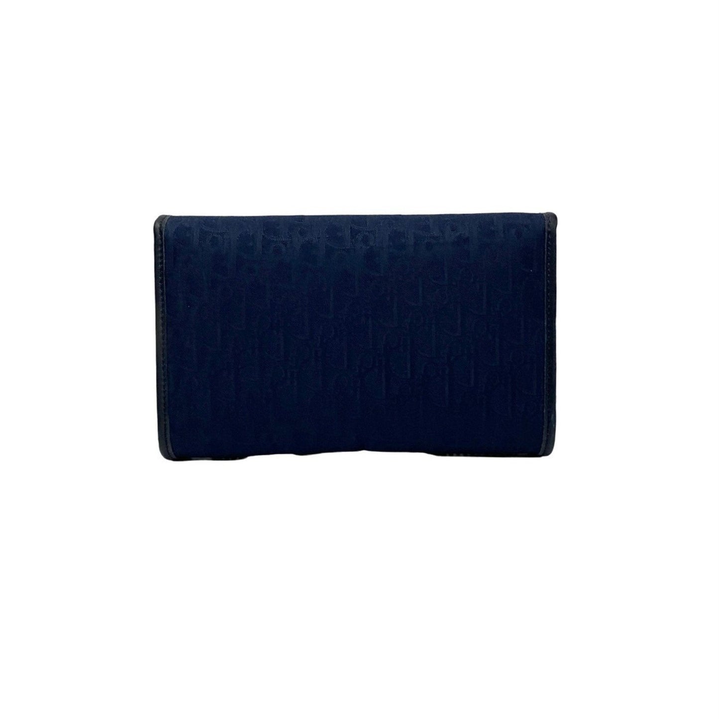 Christian Dior Navy Leather Canvas Shoulder Bag  