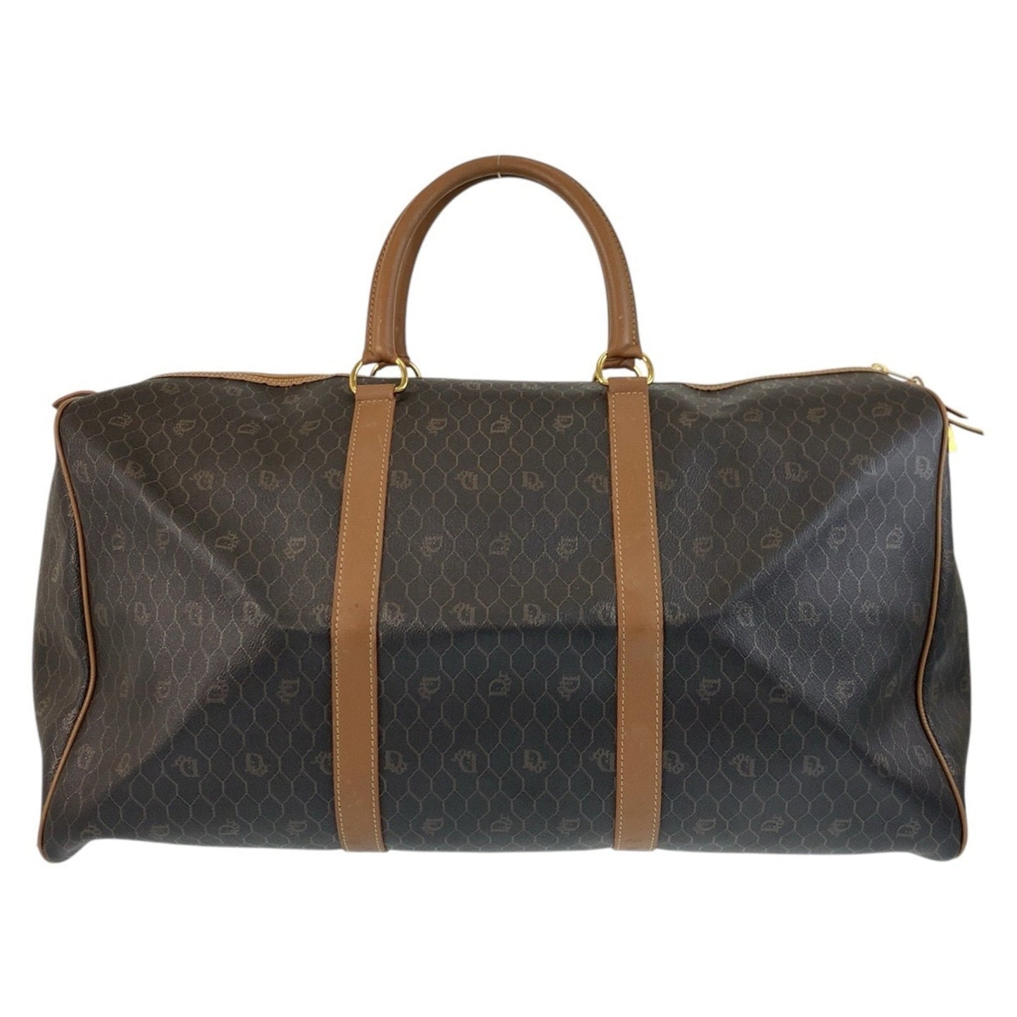 Christian Dior Brown Pvc Leather Boston Bag Handbag  