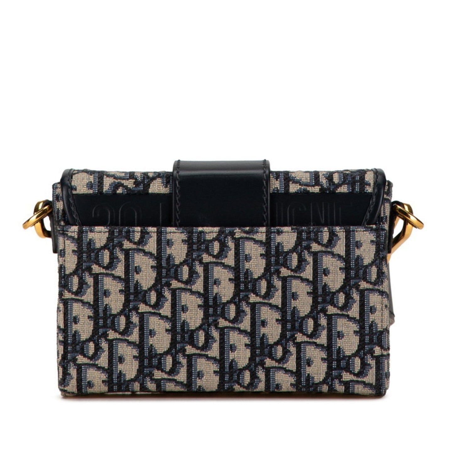 Christian Dior Beige Navy Jacquard Leather Shoulder Bag  