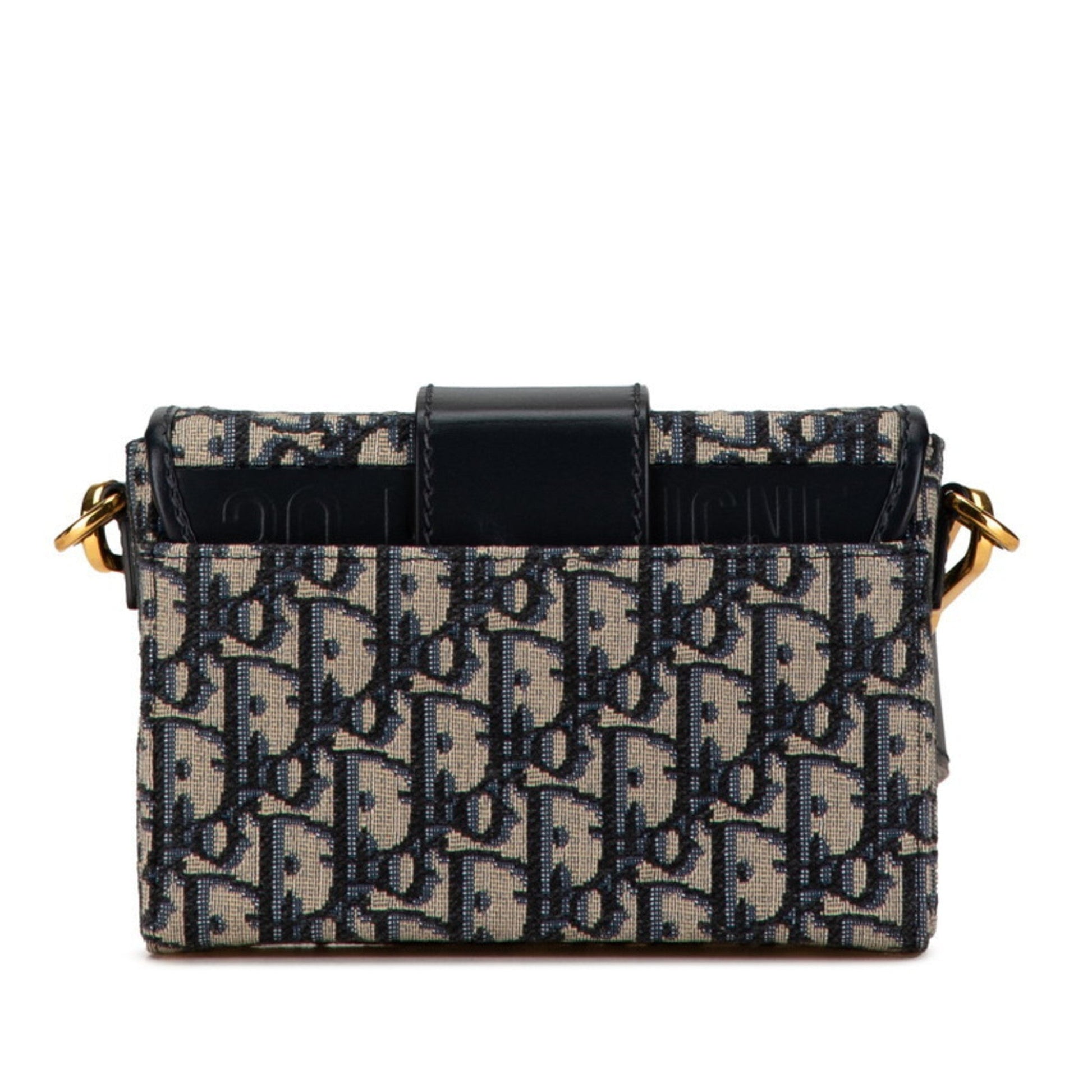 Christian Dior Beige Navy Jacquard Leather Shoulder Bag  